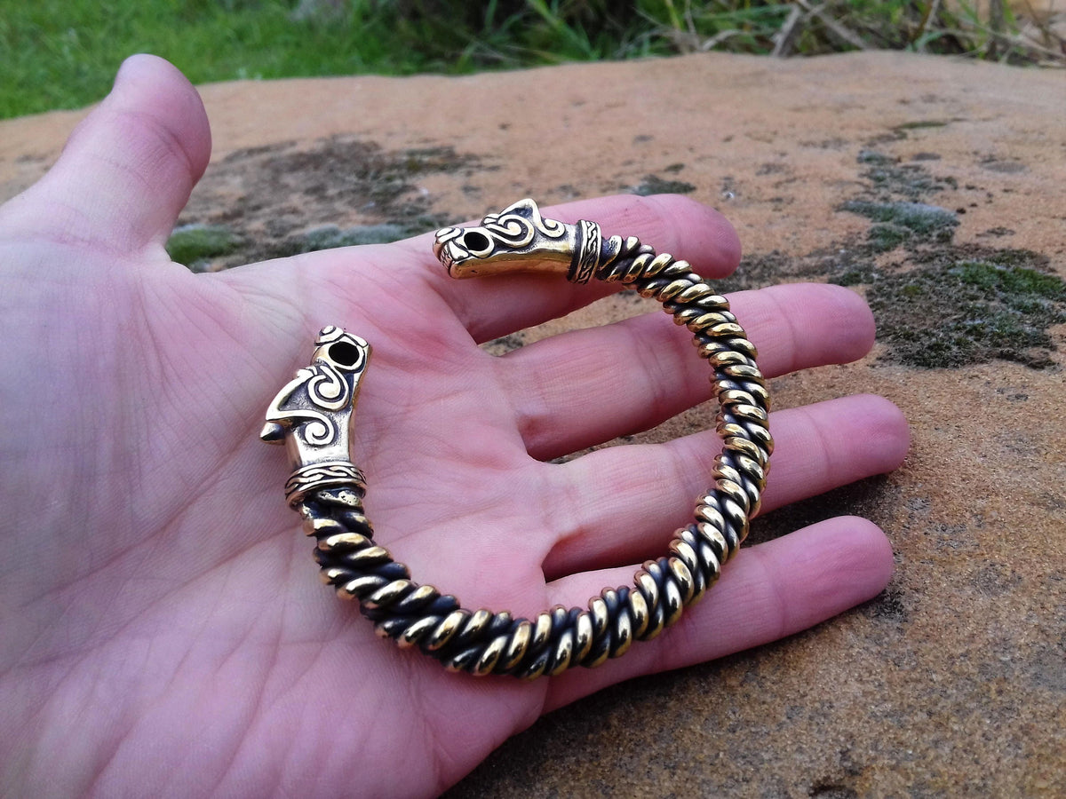 Viking Odin Bracelet - Viking bracelet bronze, Odin's wolves, Viking jewelry, Norse, Fenrir