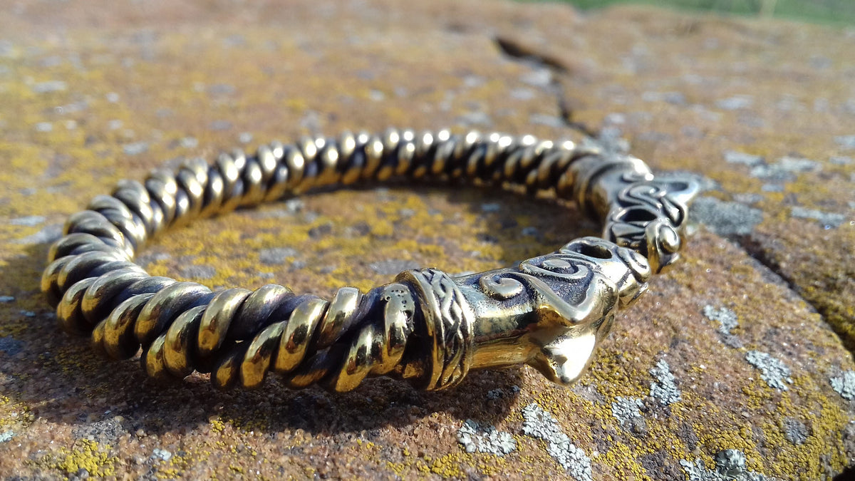 Viking Odin Bracelet - Viking bracelet bronze, Odin's wolves, Viking jewelry, Norse, Fenrir