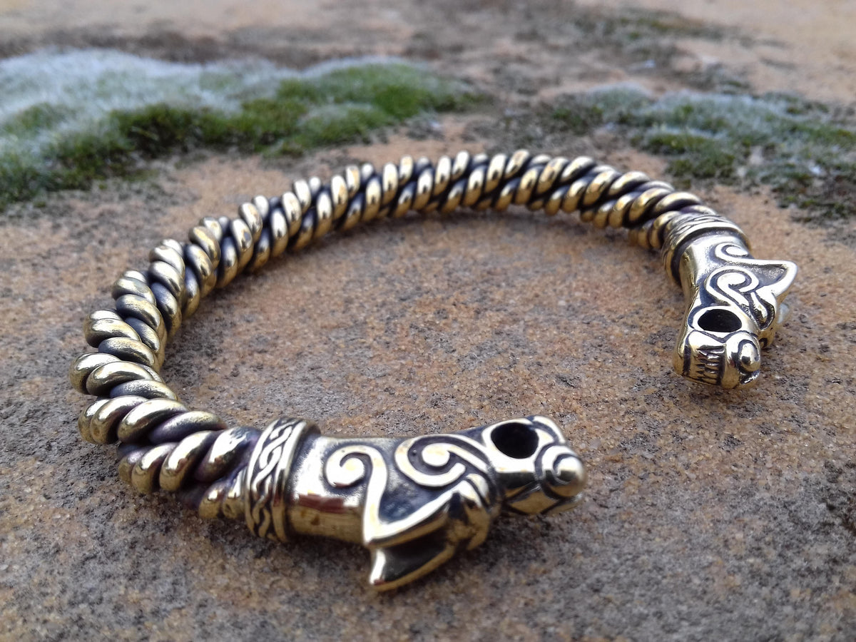 Viking Ring - Bronze Viking Dragon Knot Bracelet or Torc in the Mammen Art Style - Jewelry for Men