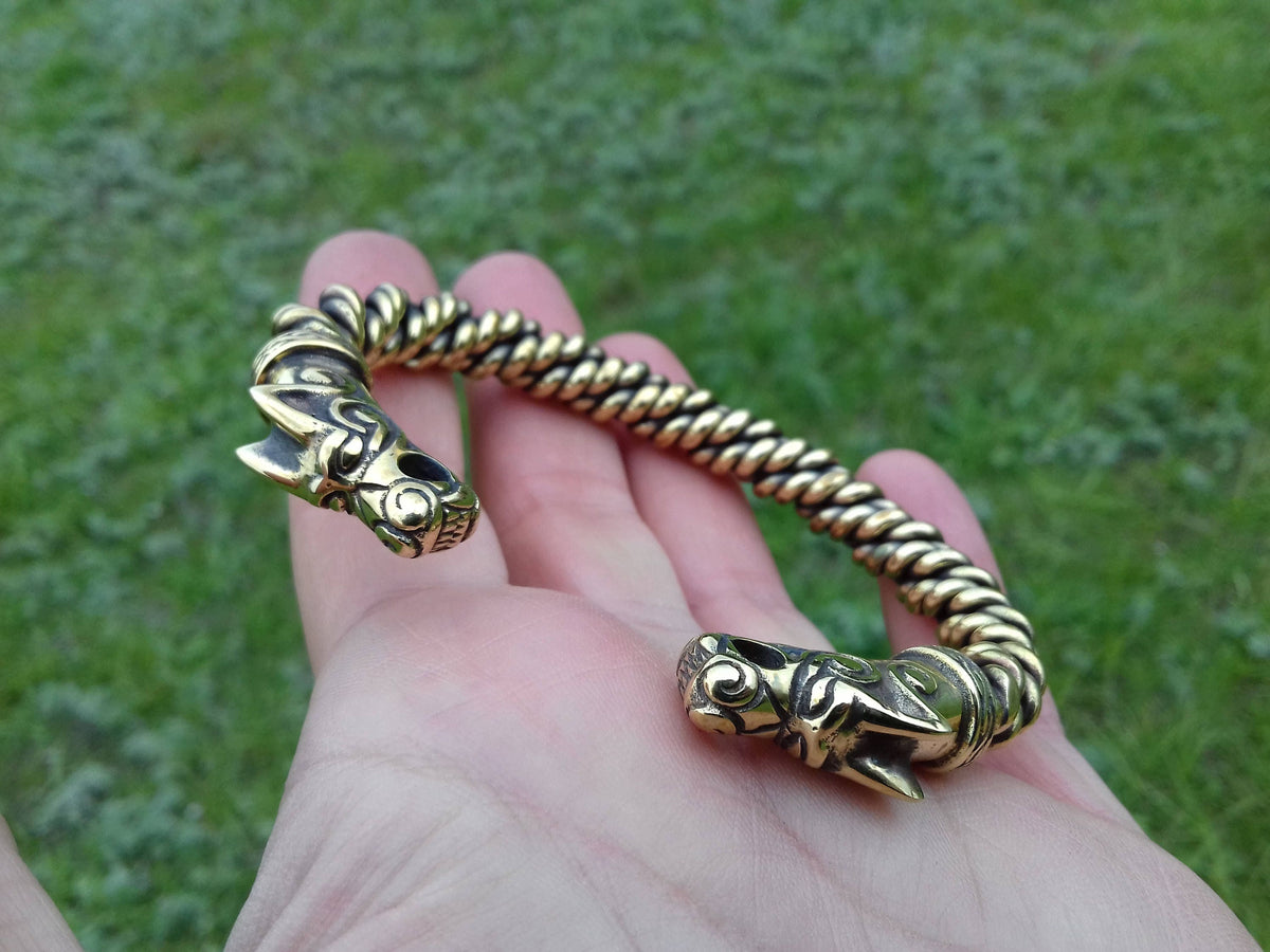 Viking Odin Bracelet - Viking bracelet bronze, Odin's wolves, Viking jewelry, Norse, Fenrir