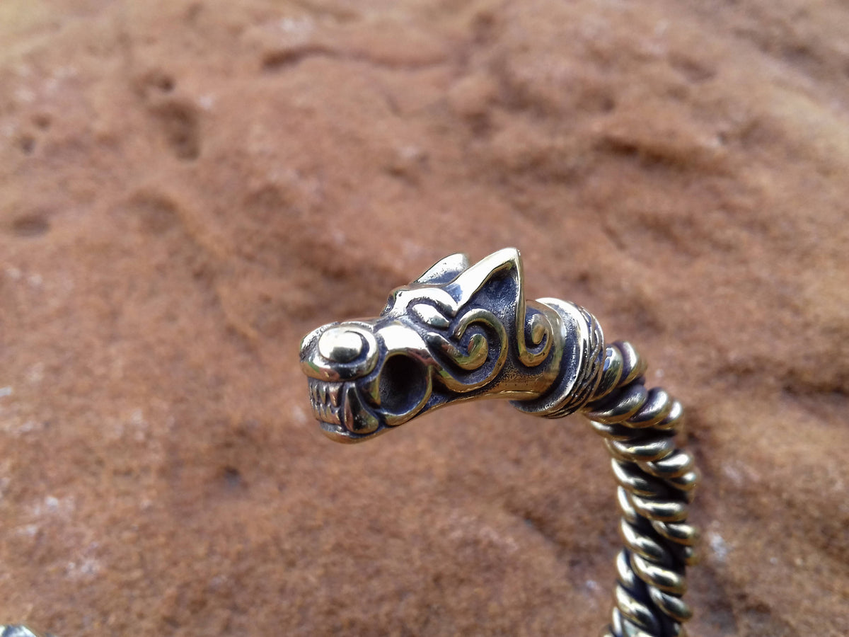 Viking Odin Bracelet - Viking bracelet bronze, Odin's wolves, Viking jewelry, Norse, Fenrir