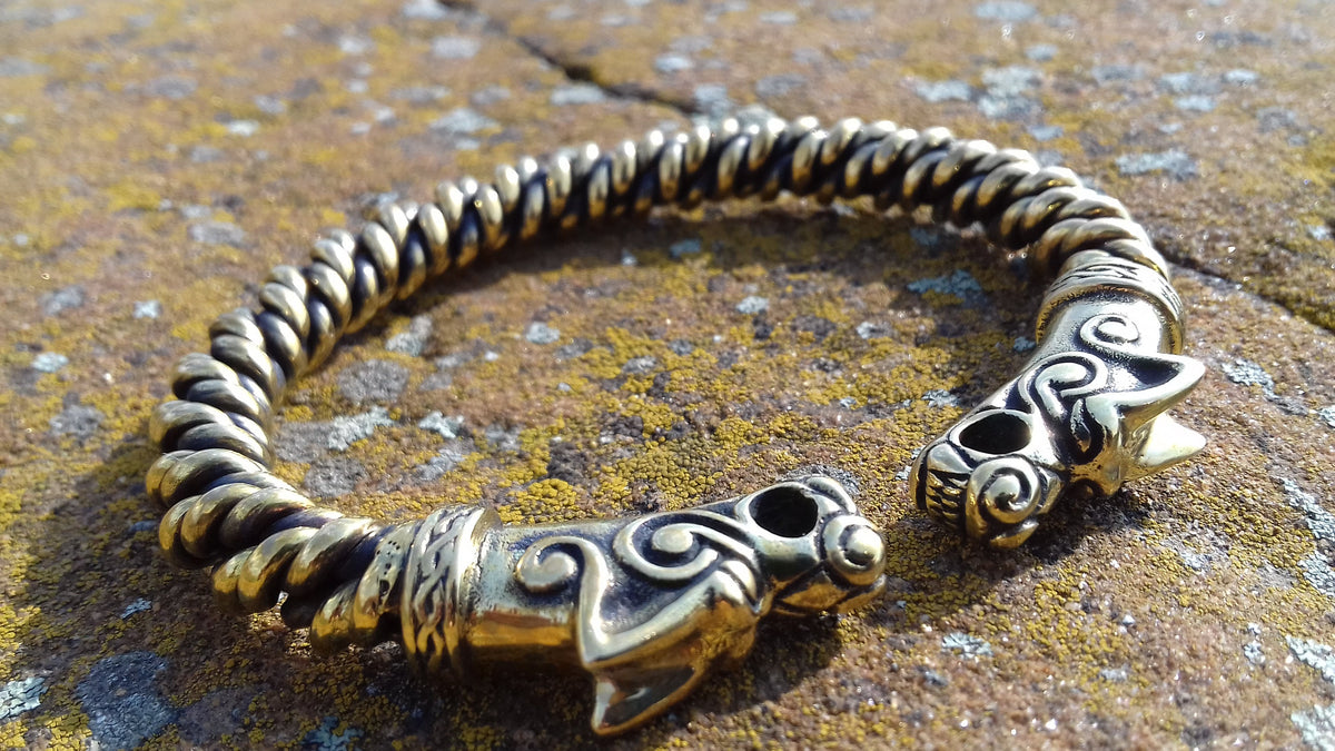 Viking Odin Bracelet - Viking bracelet bronze, Odin's wolves, Viking jewelry, Norse, Fenrir