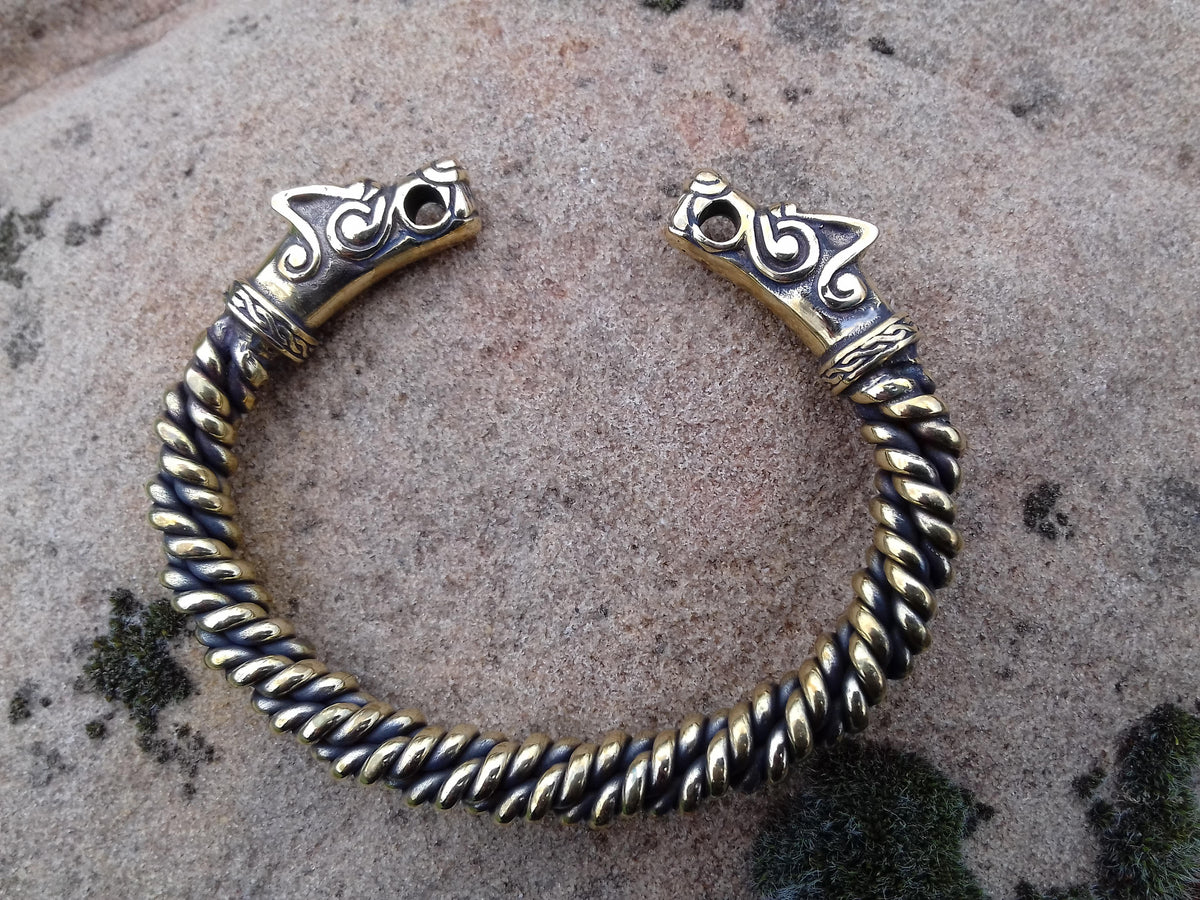 Viking Odin Bracelet - Viking bracelet bronze, Odin's wolves, Viking jewelry, Norse, Fenrir
