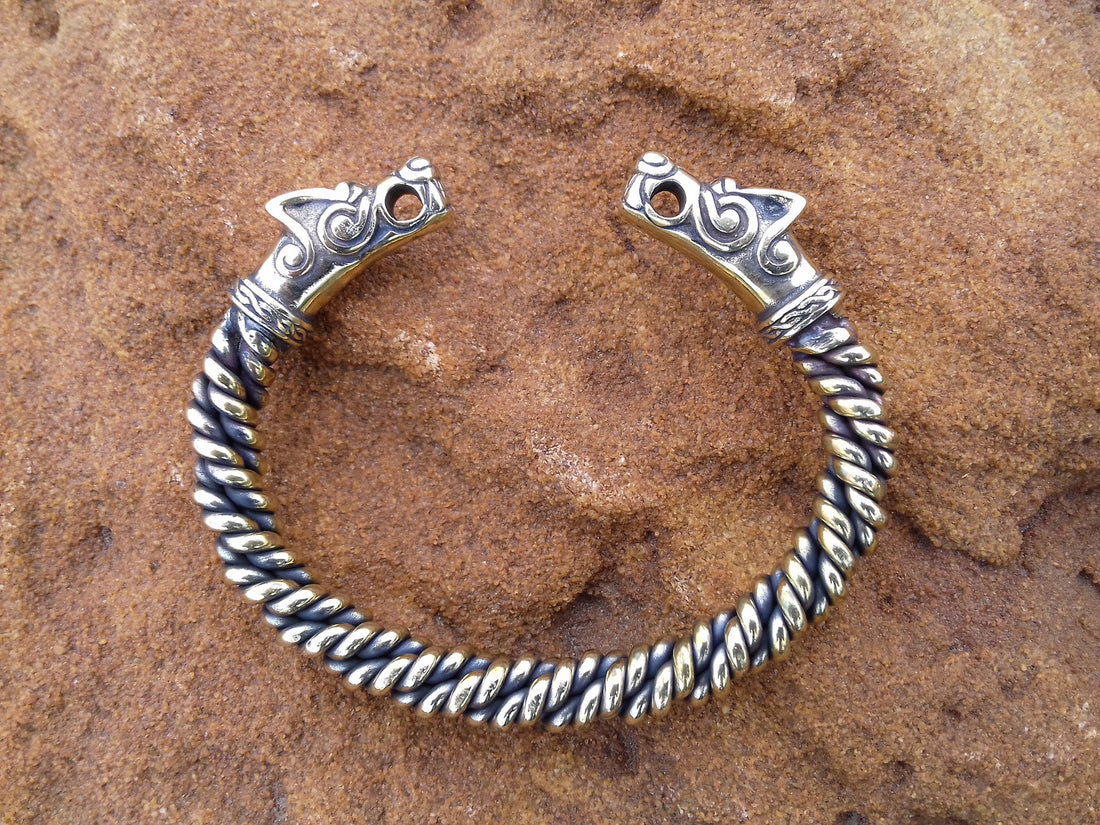 Viking Odin Bracelet - Viking bracelet bronze, Odin's wolves, Viking jewelry, Norse, Fenrir