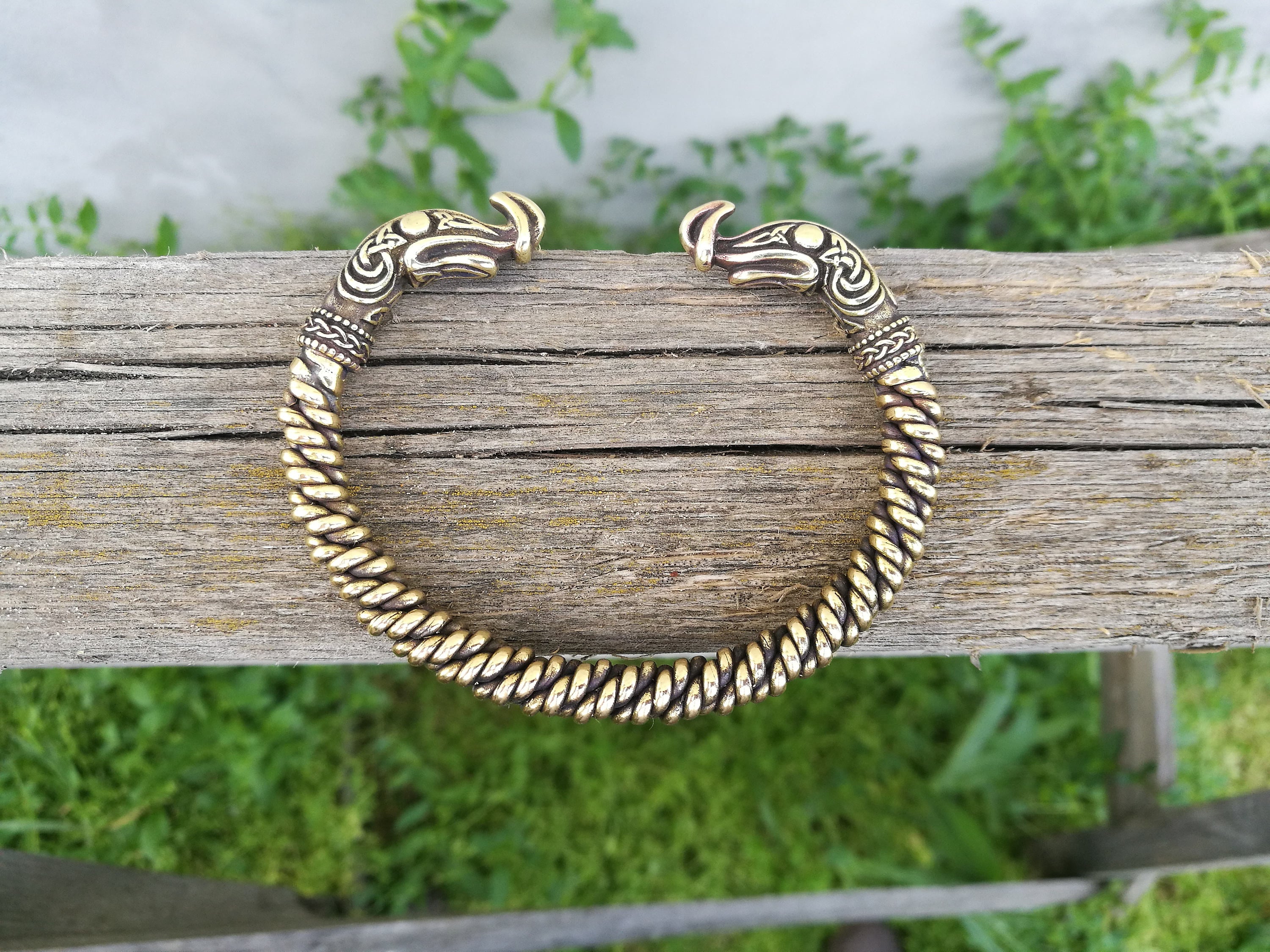 Viking Odin Bracelet - Viking bracelet bronze, Odin's wolves, Viking jewelry, Norse, Fenrir