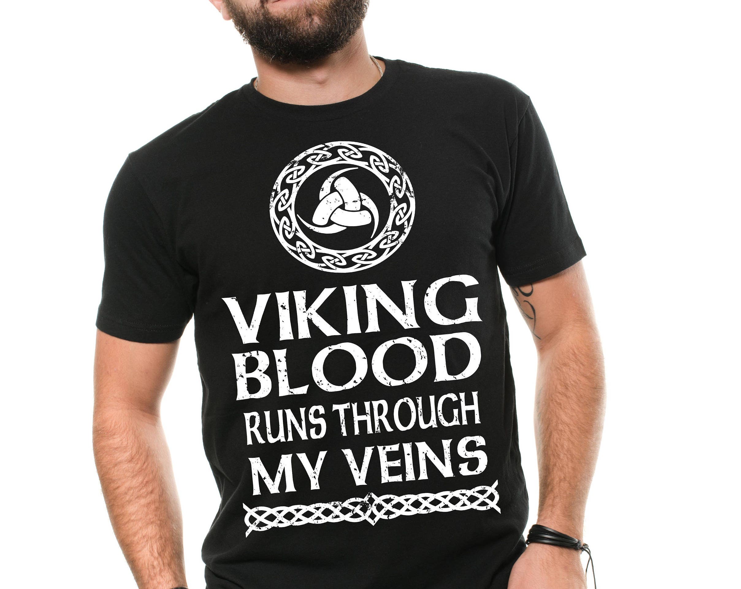 Viking T-Shirt - Viking Blood Runs Through My Veins Shirt, Norse Warrior Tee, Viking Mythology