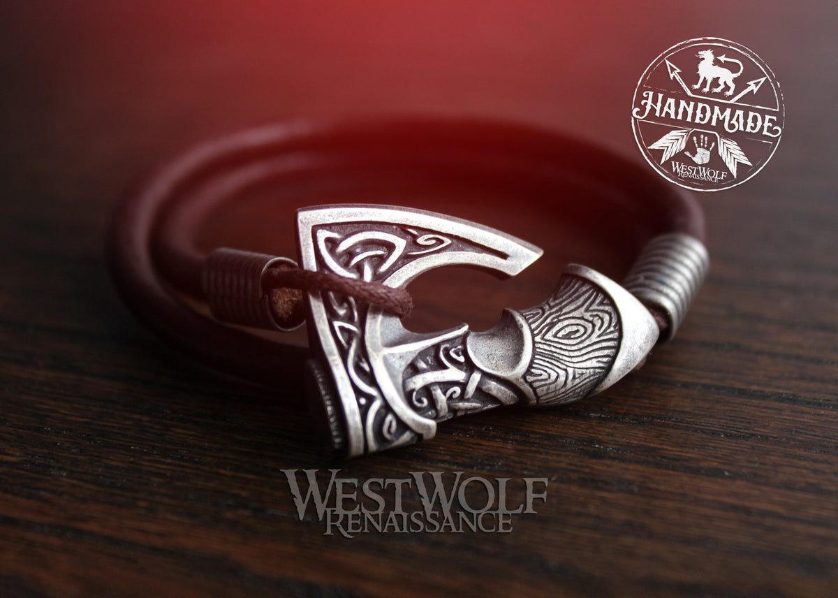 Viking Thor's Hammer Bracelet - Mjolnir Bracelet with Thor Hammer, Braided Viking Leather Bracelet