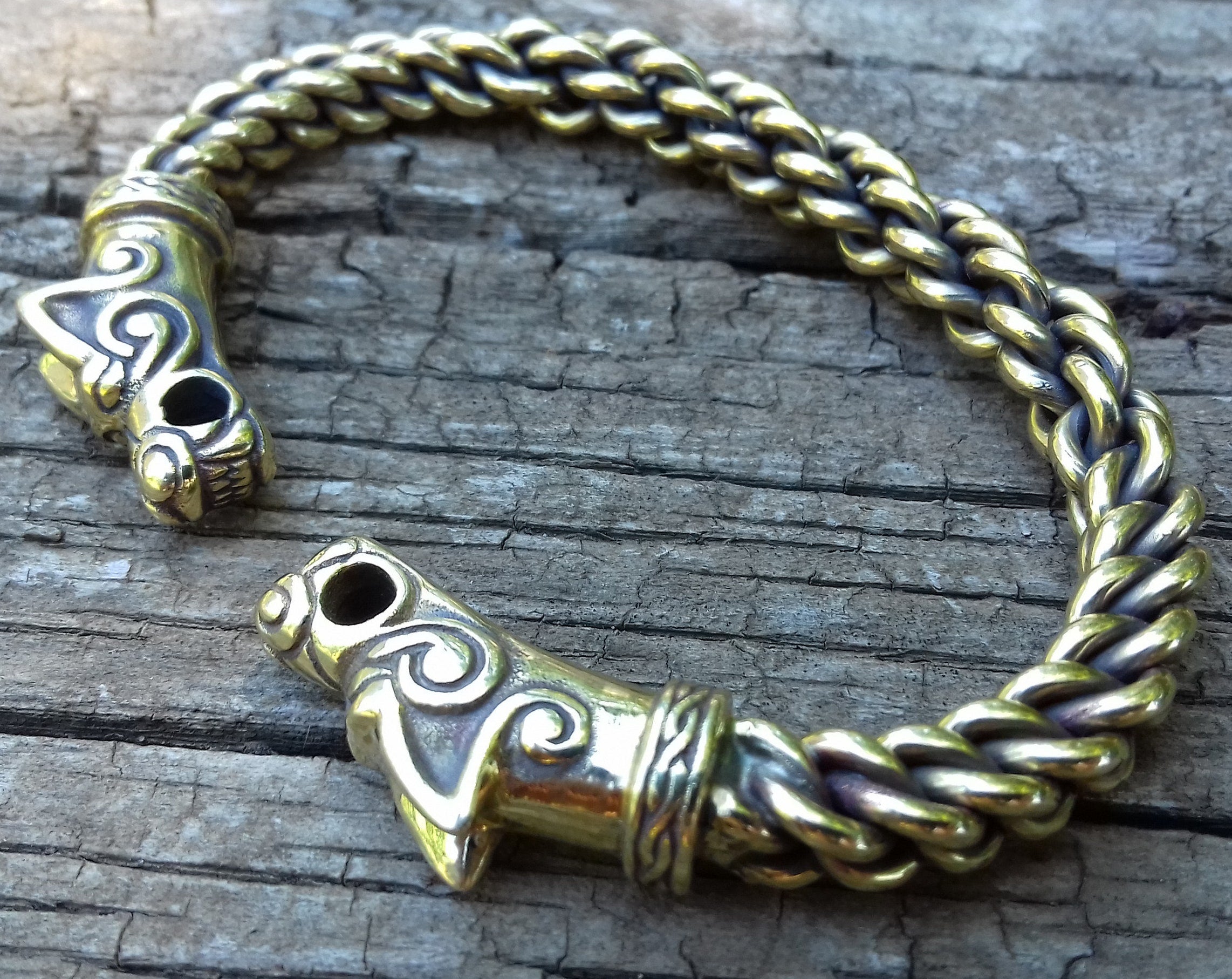 Viking Odin Bracelet - Viking bracelet bronze, Odin's wolves, Viking jewelry, Norse, Fenrir