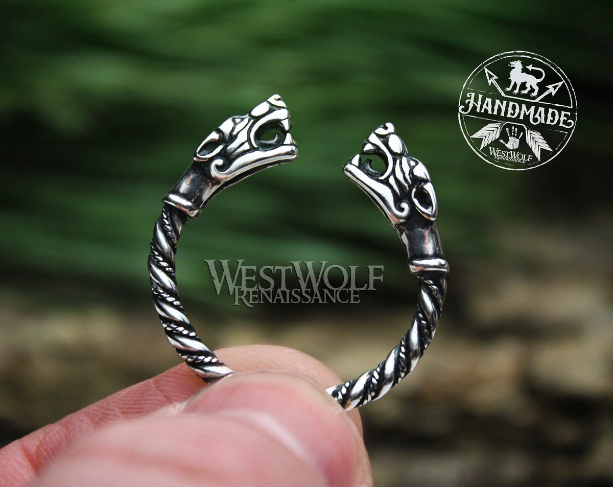 Viking Odin Necklace - Heavy Odin Wolves Viking Bangle Bracelet - 925 Sterling Silver Nordic Amulet