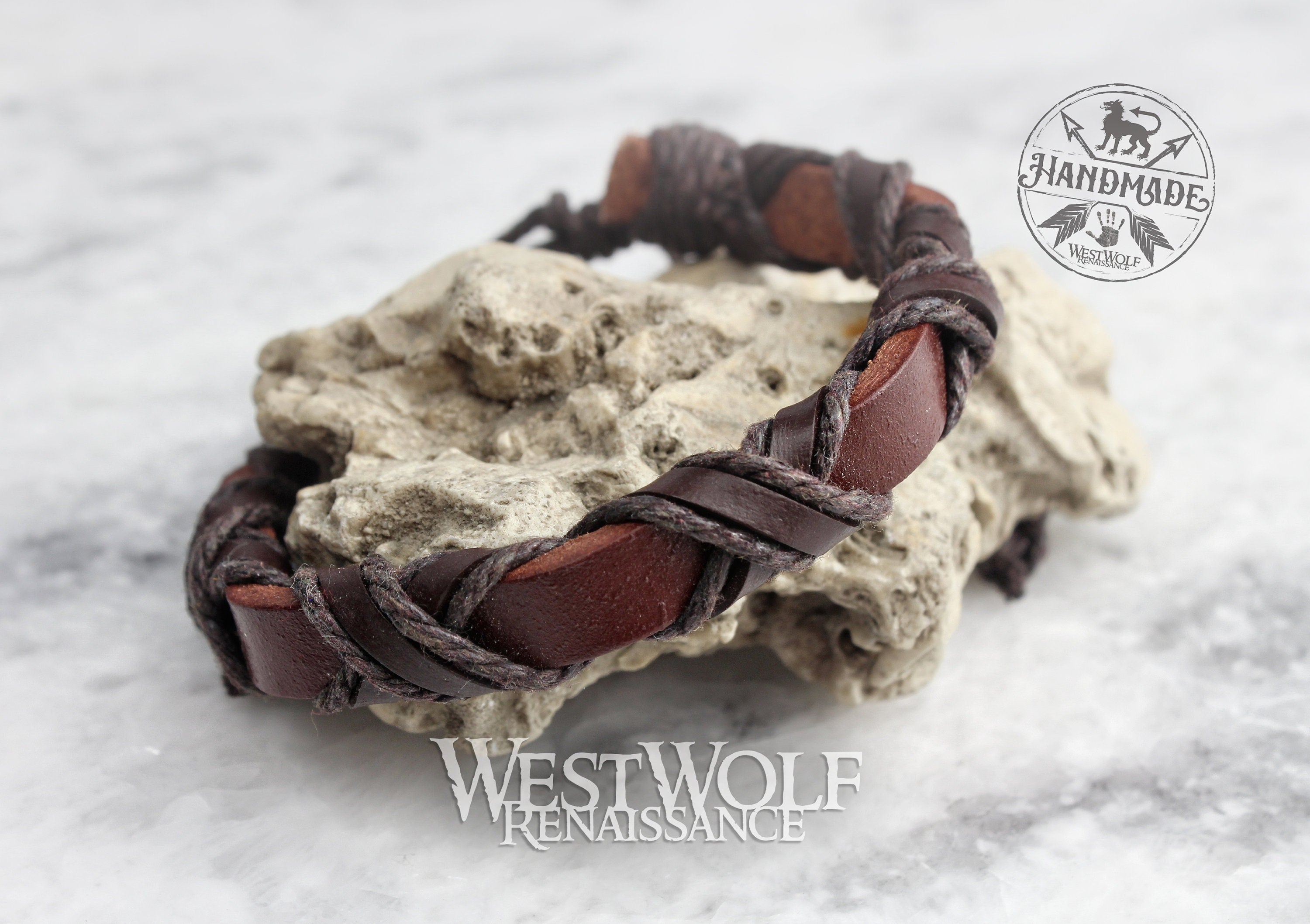 Viking Rune Bracelet - Simple Leather Viking Style Bracelet with Custom Carved Runes - Adjustable