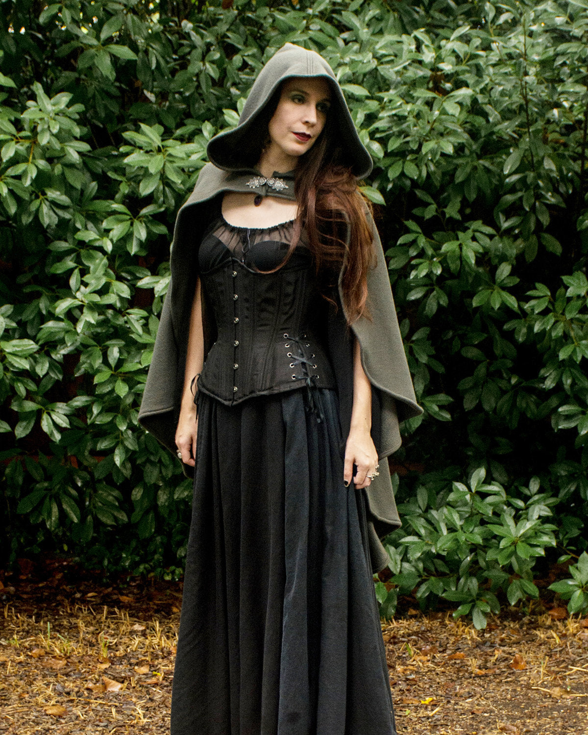 Viking Jacket - Dark Green Leather Hooded Poncho, Medieval Fantasy Cape, Viking Cloak, Renaissance
