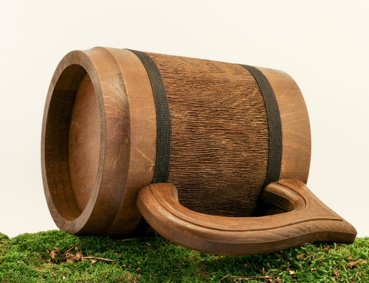 Viking Mug - Handcrafted Viking Compass Wooden Mug, Engraved Brass Plaque