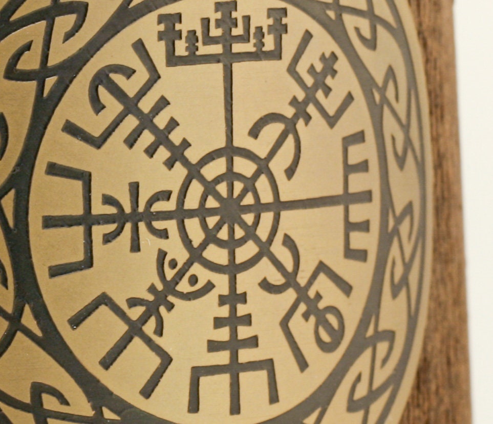 Viking Mug - Handcrafted Viking Compass Wooden Mug, Engraved Brass Plaque