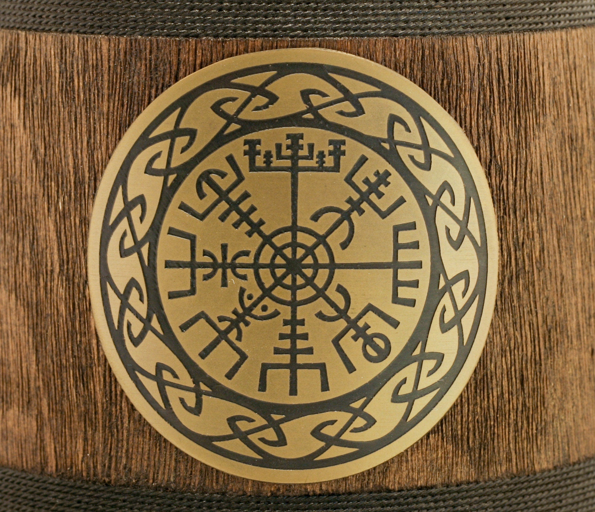 Viking Mug - Handcrafted Viking Compass Wooden Mug, Engraved Brass Plaque