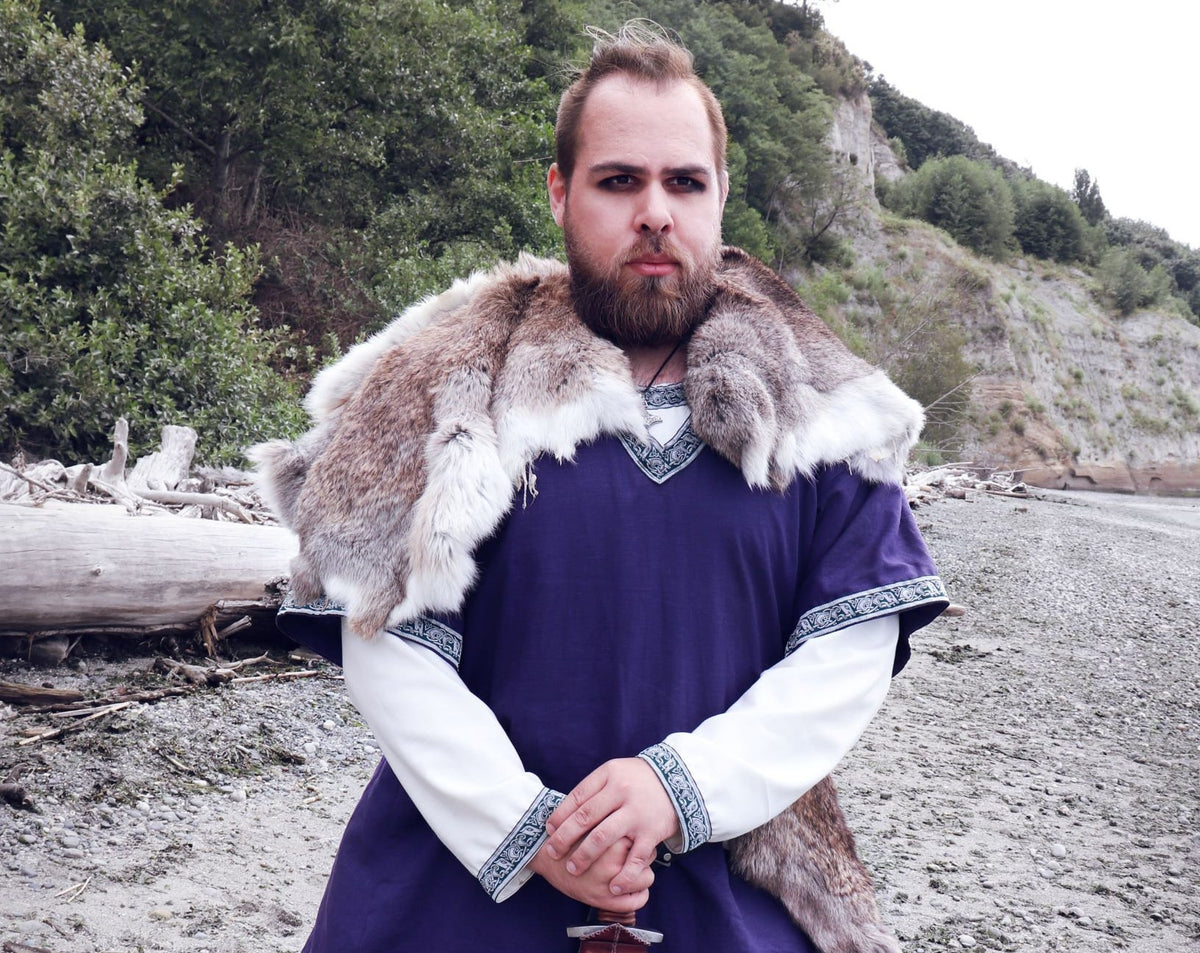 Viking T-Shirt - Embroidered Viking Tunic: Pure Lambs wool with cotton Lining, Reenactment Garb