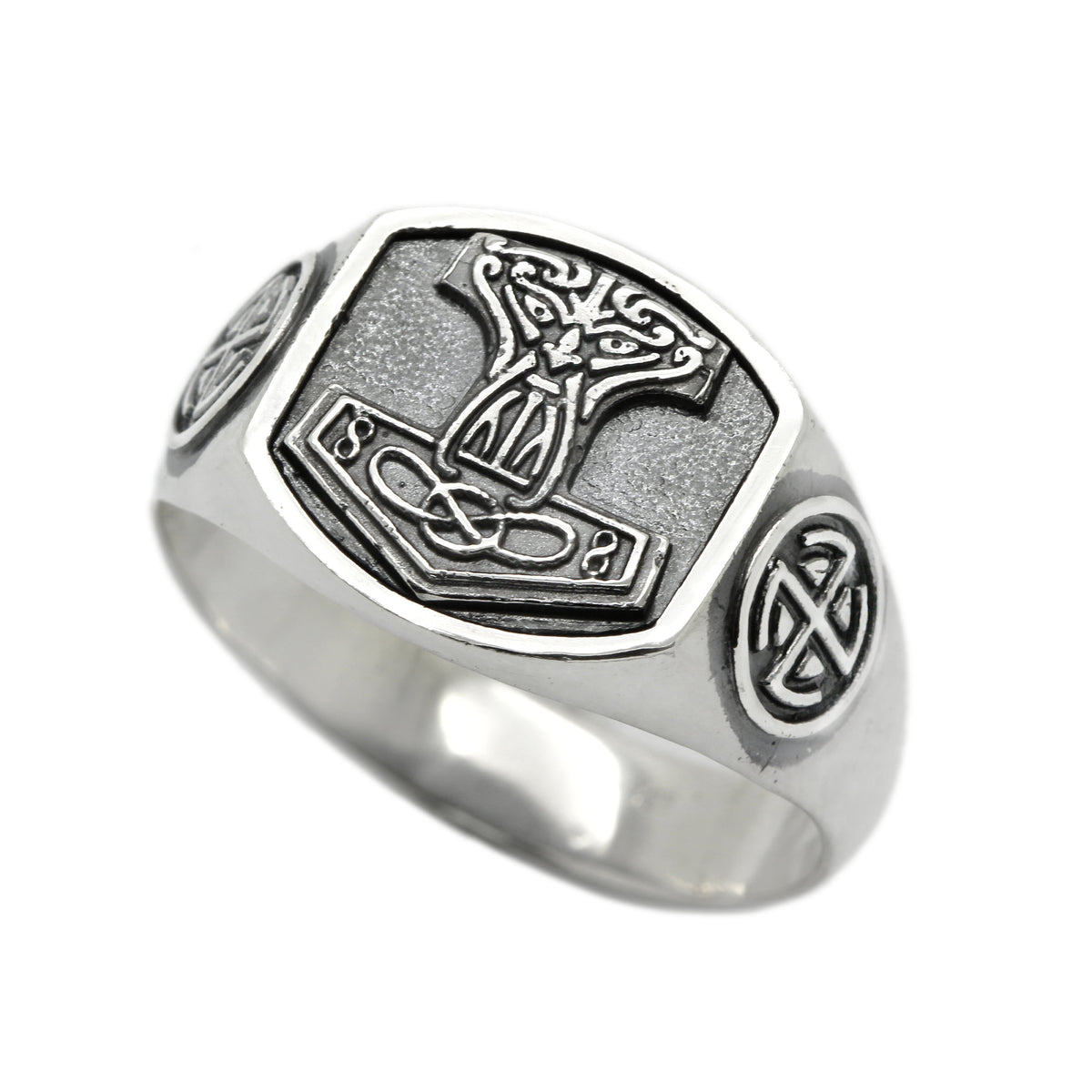Viking Thor's Hammer Ring - Sterling Silver Hammer of Thor Ring, Viking Mjolnir Band, Norse