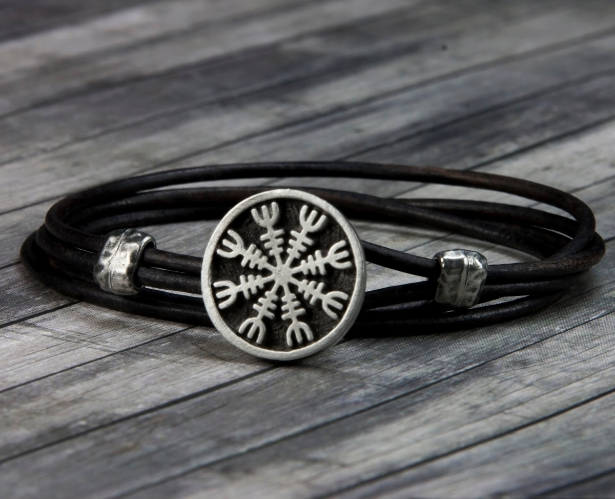 Viking Thor's Hammer Bracelet - Mjolnir Bracelet with Thor Hammer, Braided Viking Leather Bracelet