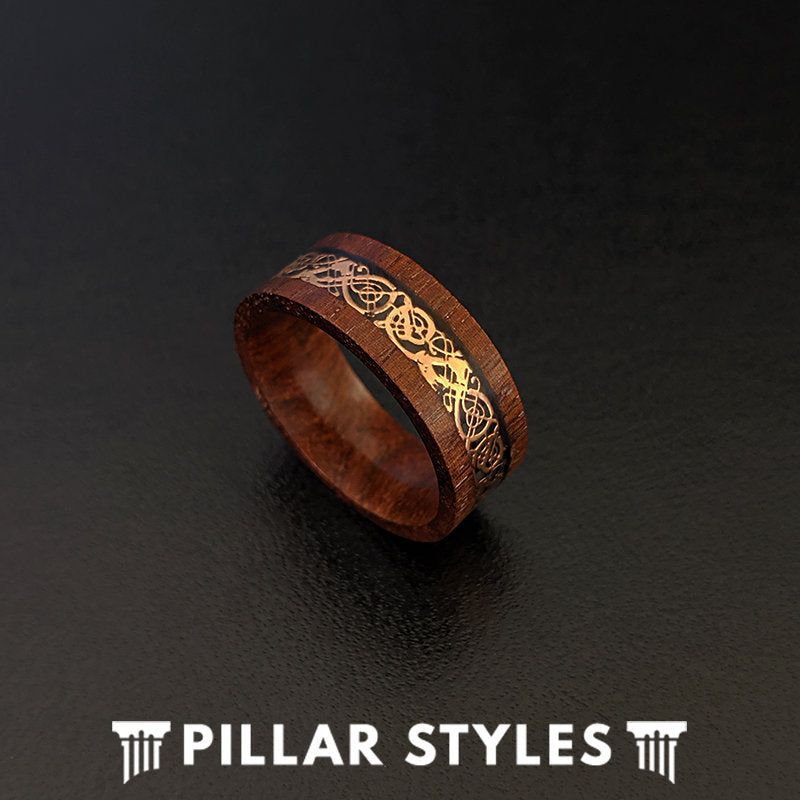 Viking Rune Ring - Viking Tree of Life Ring Mens Titanium Steel Celtic Knot Band Rustic Norse Rune