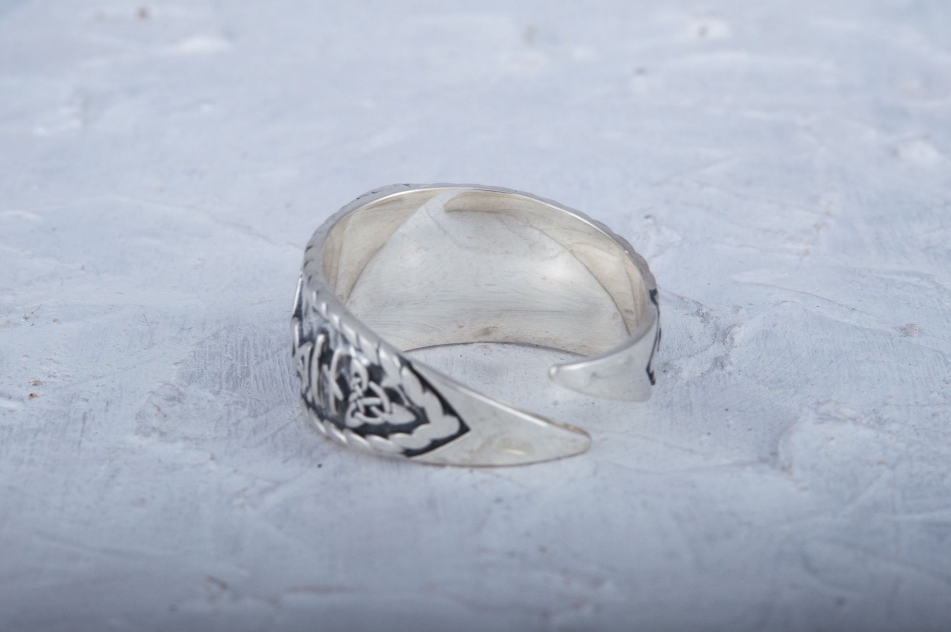 Viking Odin Ring - Helm of Awe Ring - Silver Viking Ring with Aegishjalmur Symbol and Hail Odin