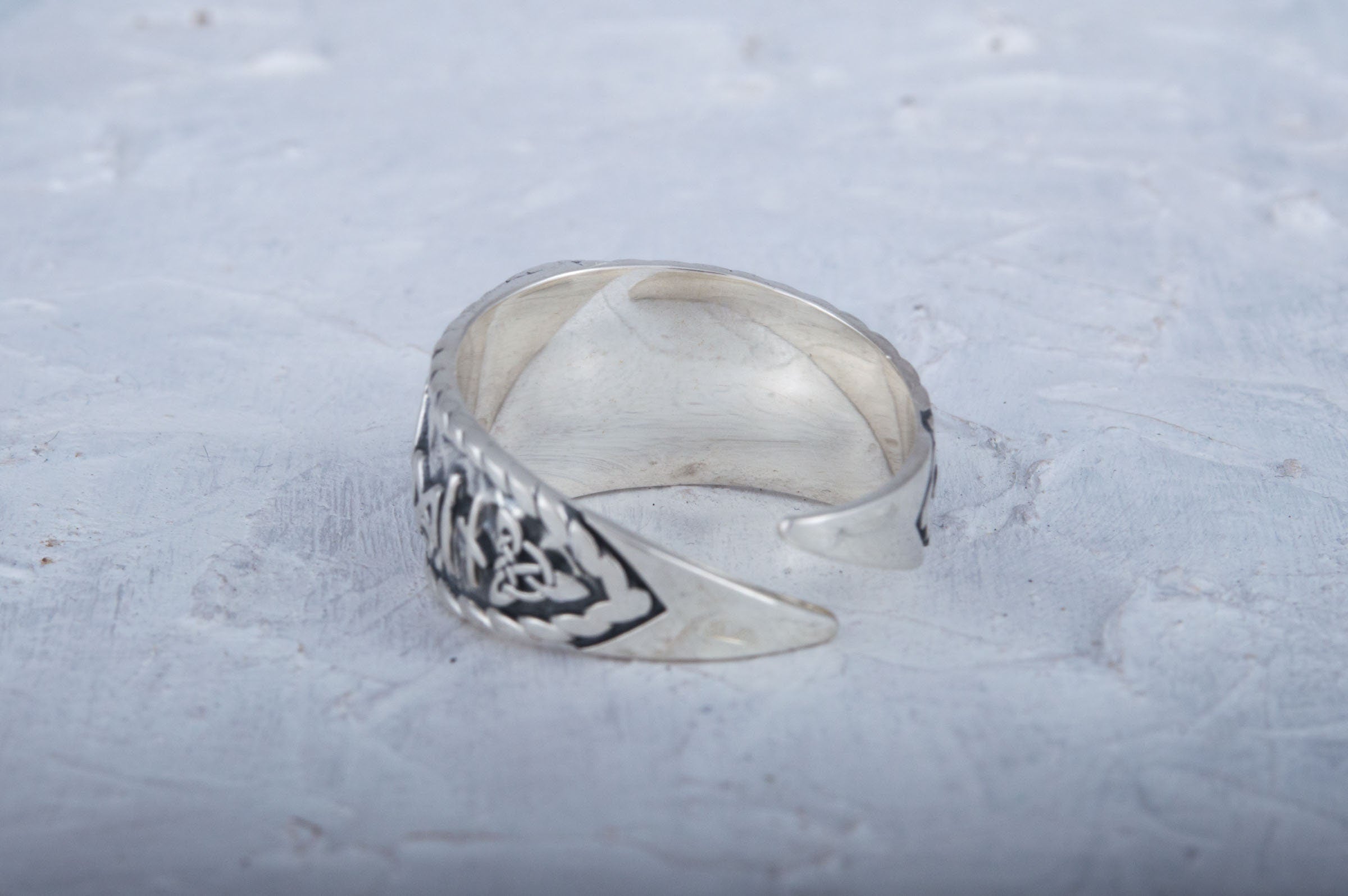 Viking Odin Ring - Helm of Awe Ring - Silver Viking Ring with Aegishjalmur Symbol and Hail Odin