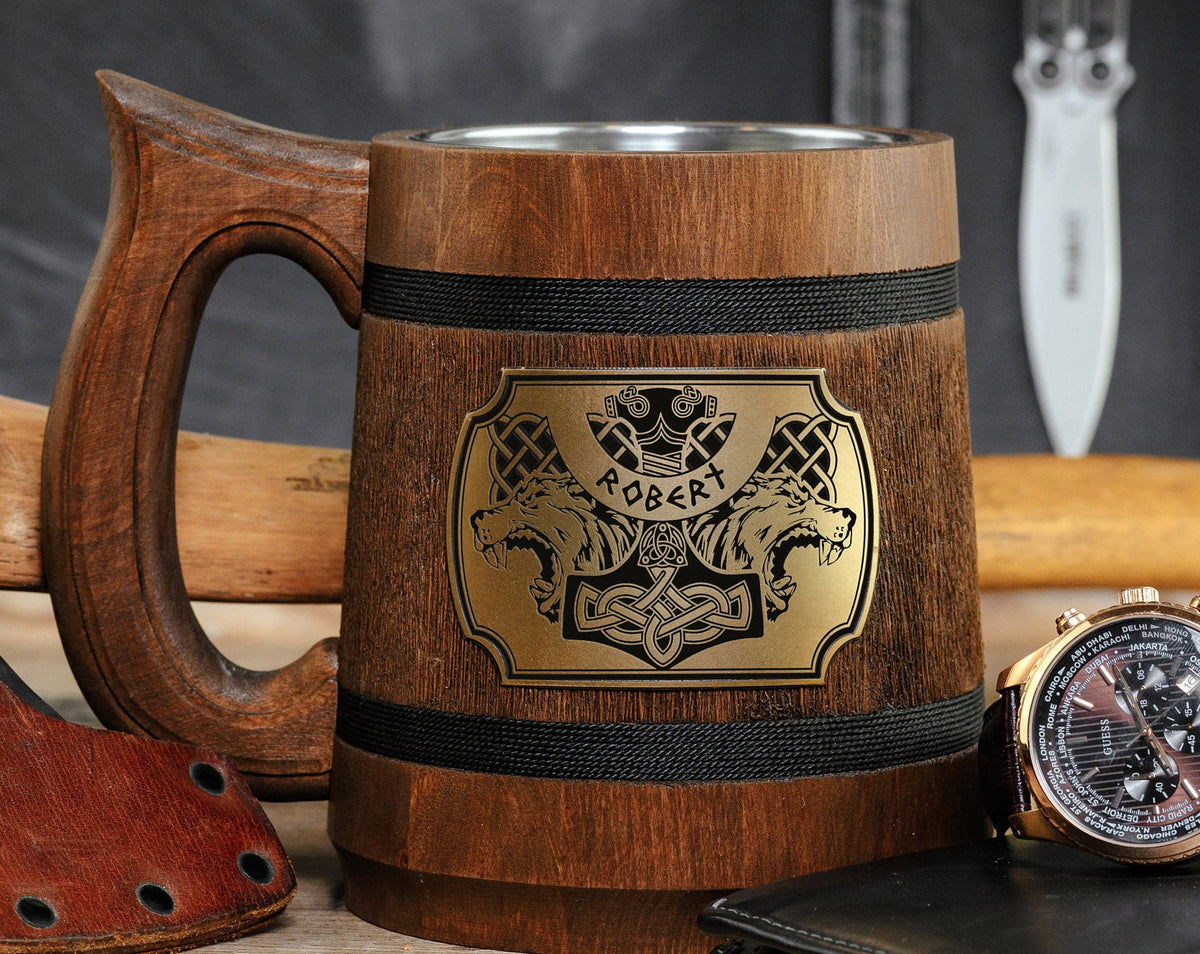 Viking Mug - Ivar the Bloodthirsty Viking Mug, 600ml Stainless Steel Beer Stein, Norse Warrior Cup