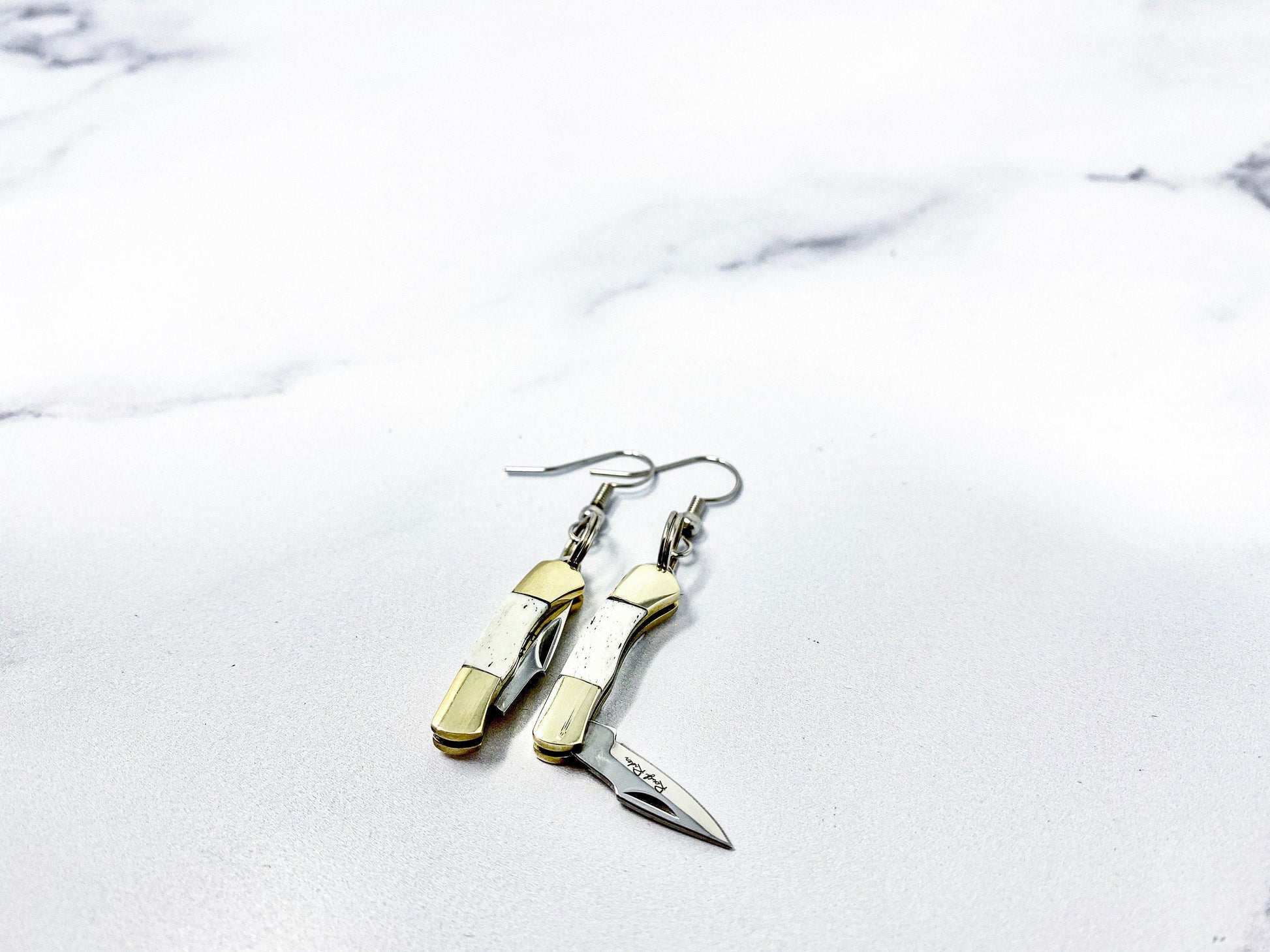 Viking Jewelry Accessory - Double Axe Ear Jacket Earrings, Stainless Steel, Celtic Norse Jewelry