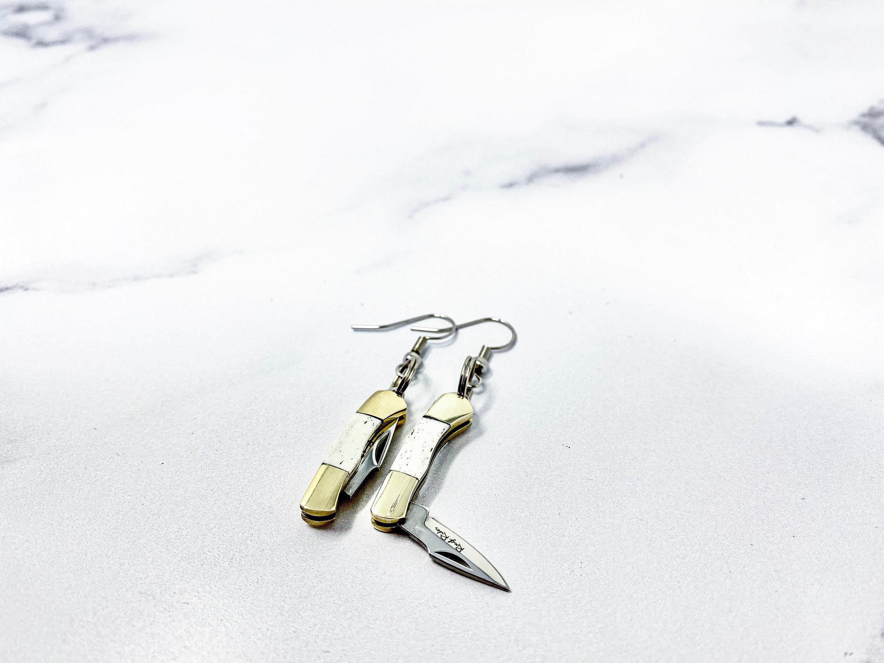 Viking Jewelry Accessory - Double Axe Ear Jacket Earrings, Stainless Steel, Celtic Norse Jewelry