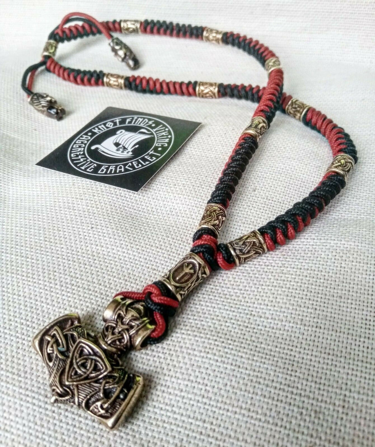 Viking Vegvisir Compass Necklace - Handmade Viking Paracord Necklace – Vegvisir Amulet, Norse