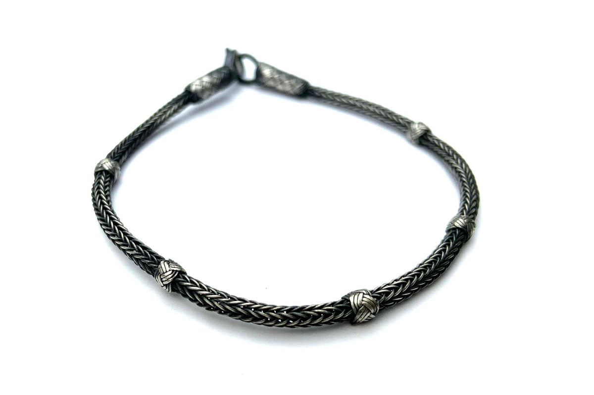 Viking Bracelet - 999 Sterling Silver Kazaziye Hand Braided Bracelet Men, Oxidized Woven Celtic