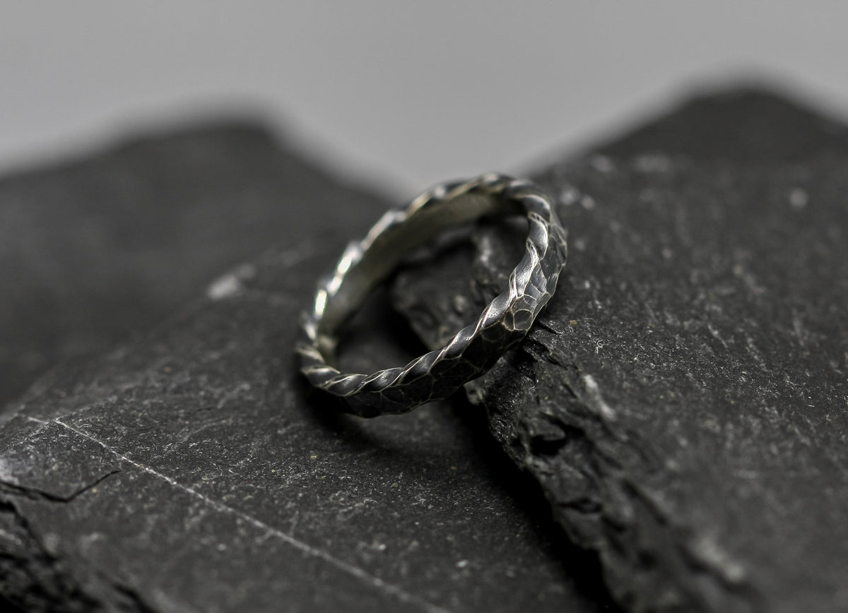 Viking rune ring, Sterling silver band, personalised Norse jewellery.