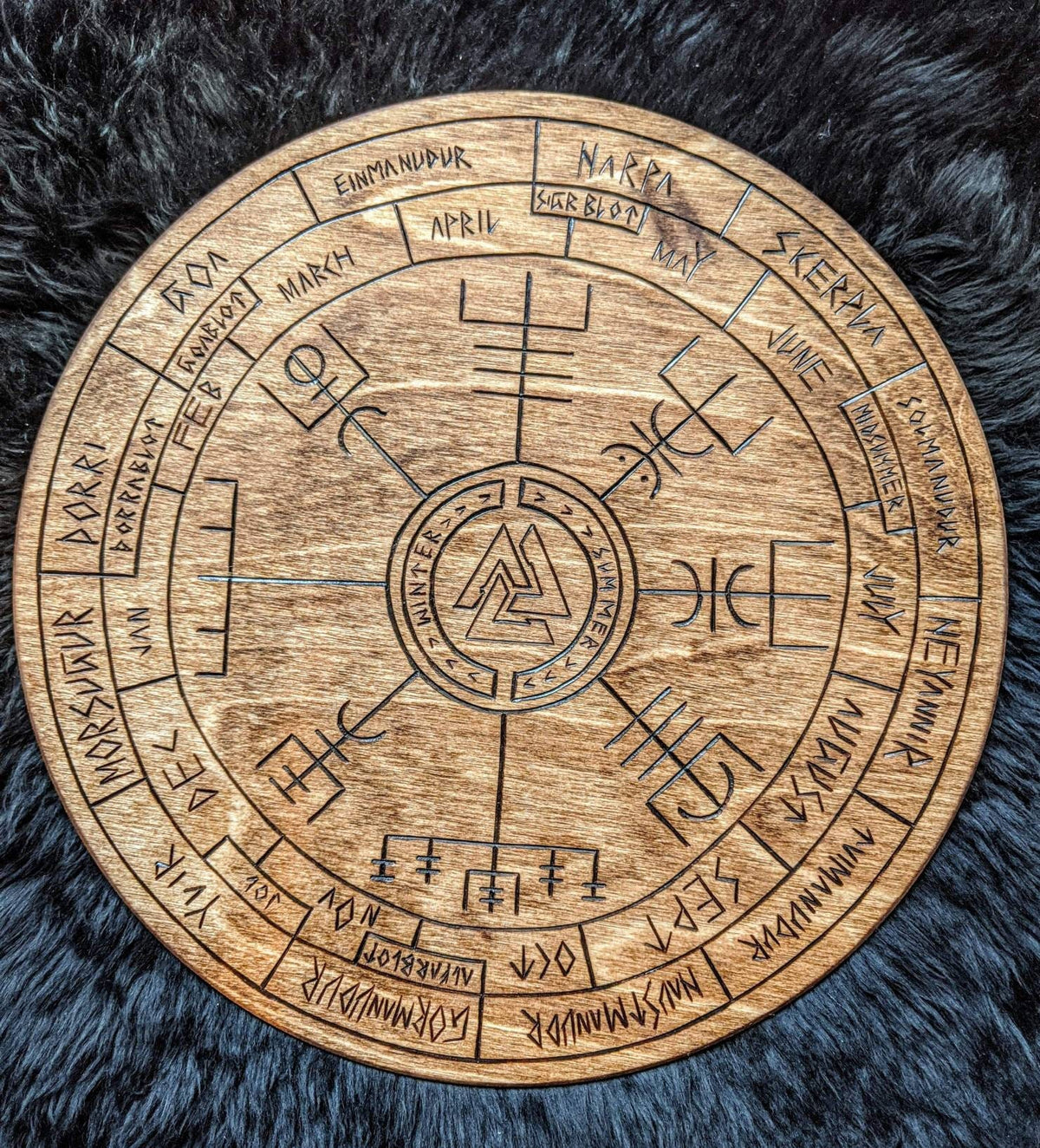 Viking Vegvisir Compass Rug - Round Viking Vegvisir Rug, Norse Compass Area Rug, Celtic Knot Nordic