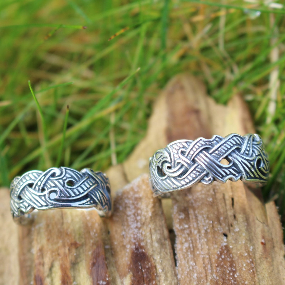 Viking Raven Ring with Runes