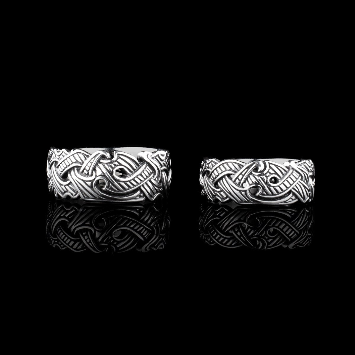 Viking Raven Ring with Runes