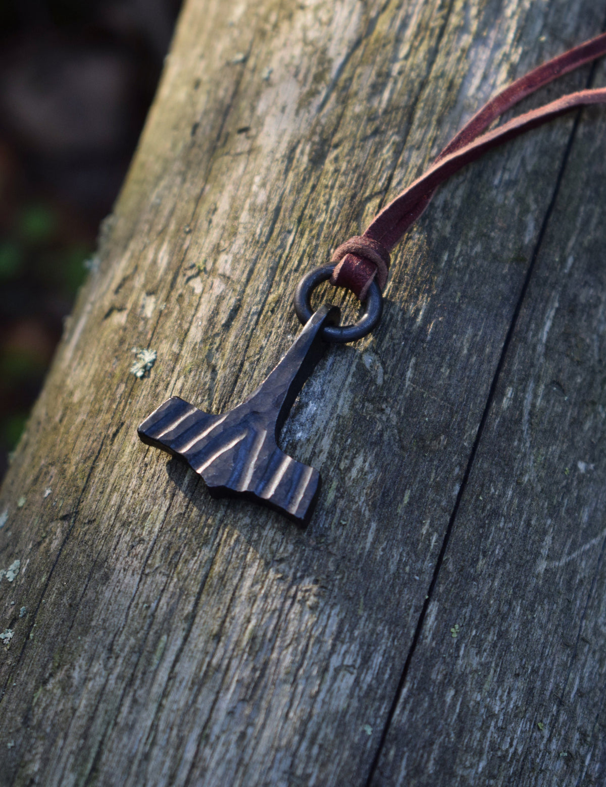 Viking Thor's Hammer Necklace - Forged Black Iron Small Thor's Hammer Pendant, Available with