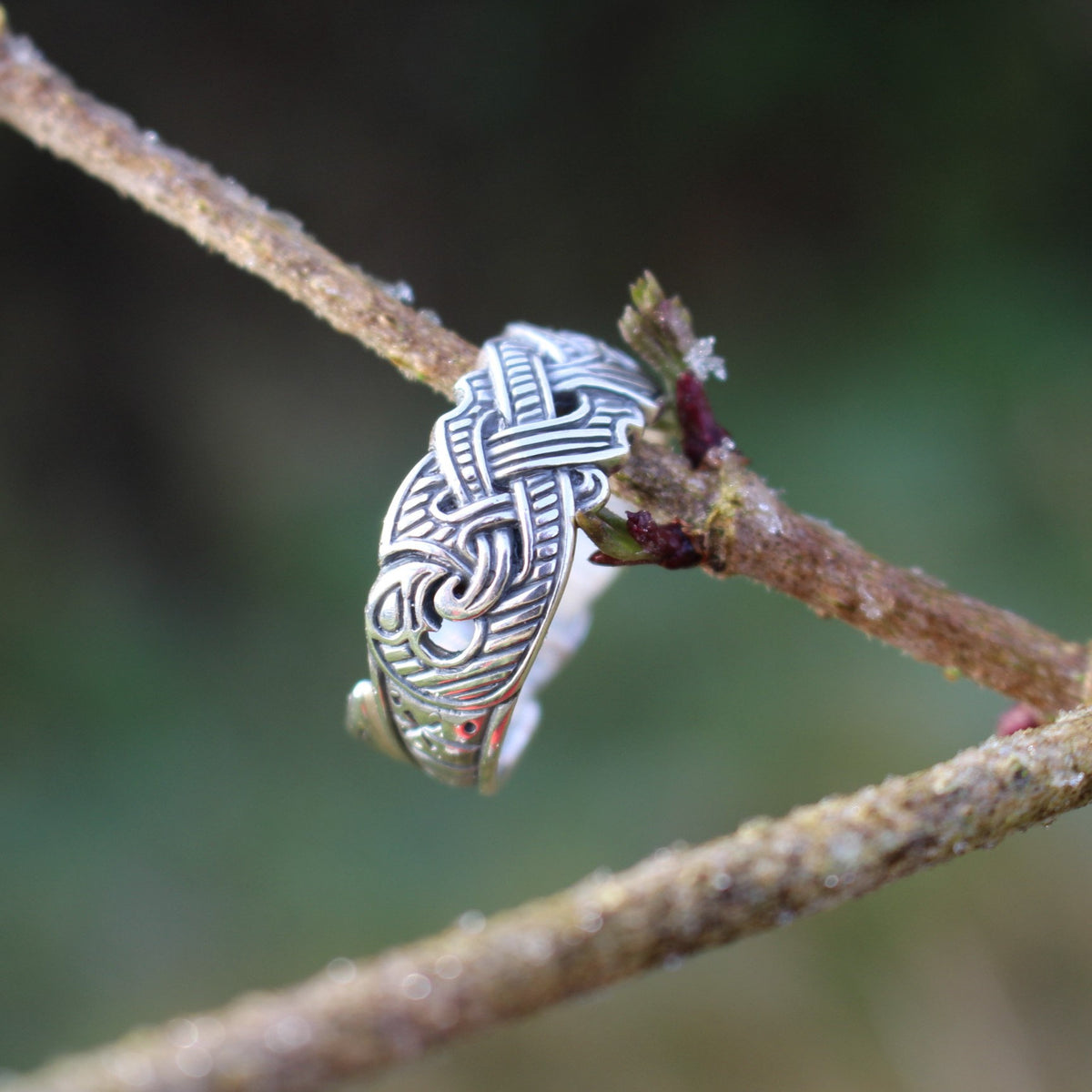 Viking Raven Ring with Runes