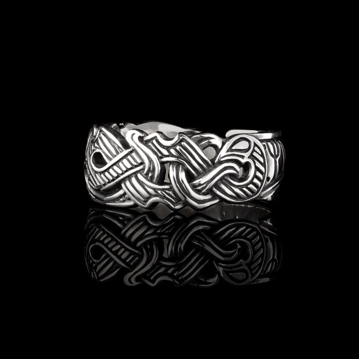 Viking Raven Ring with Runes