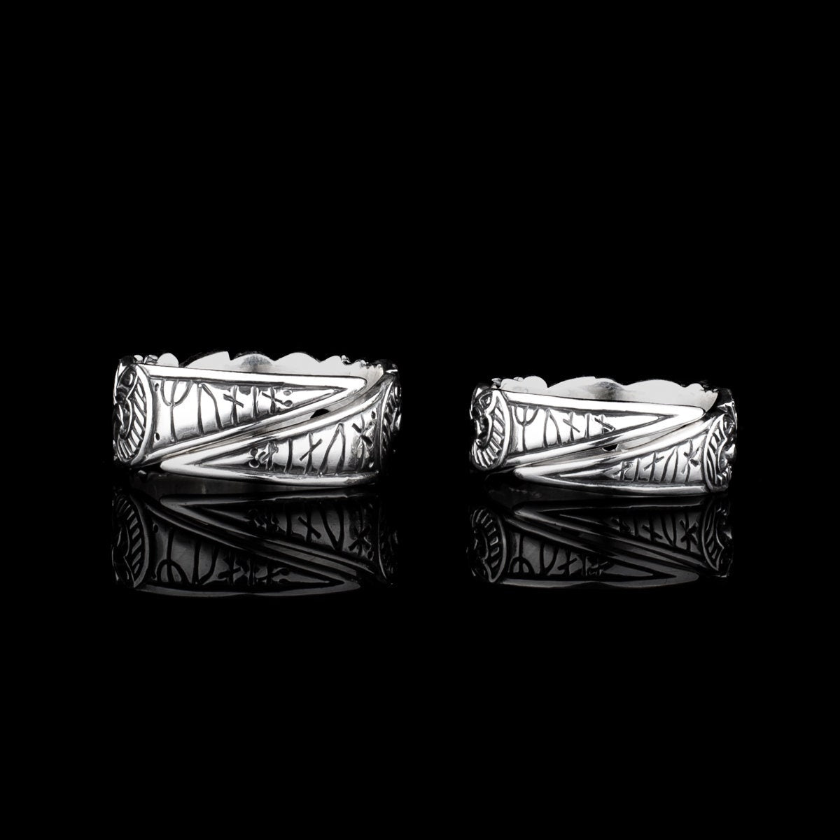 Viking Raven Ring with Runes