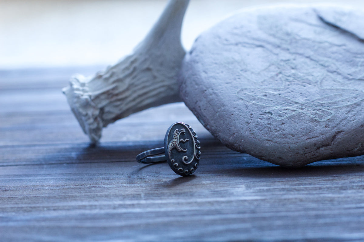Viking Rune Ring - Viking Gothic Occult Bindrune Shield Intertwined Rune Band Ring, Silver Jewelry