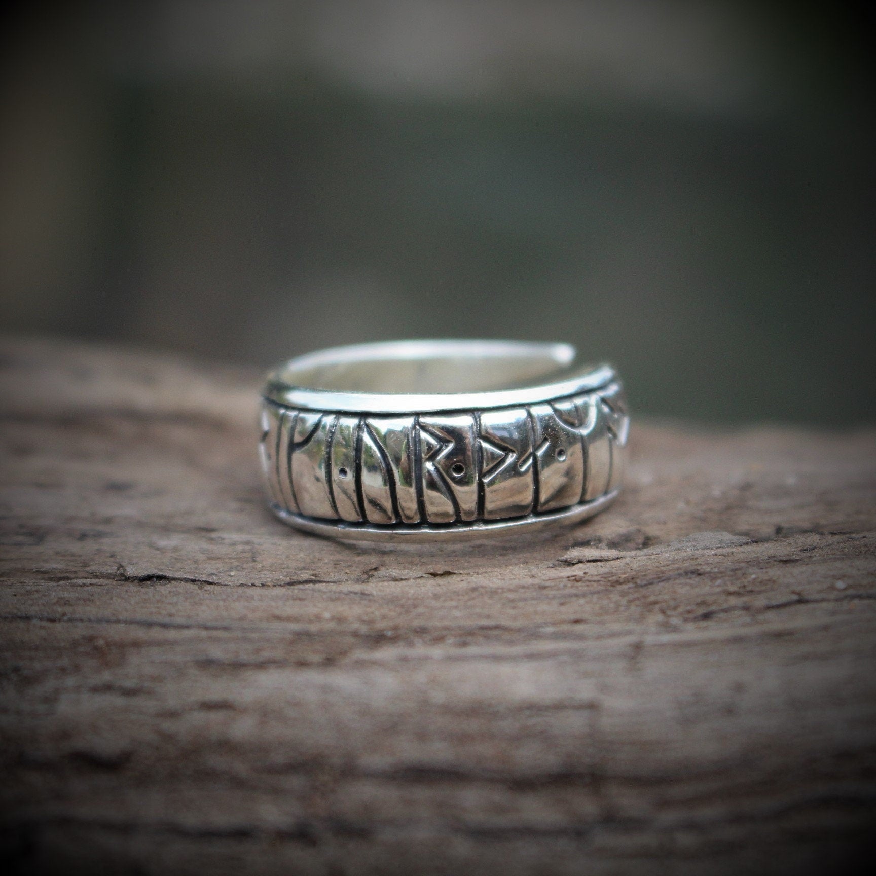 Viking Raven Ring with Runes