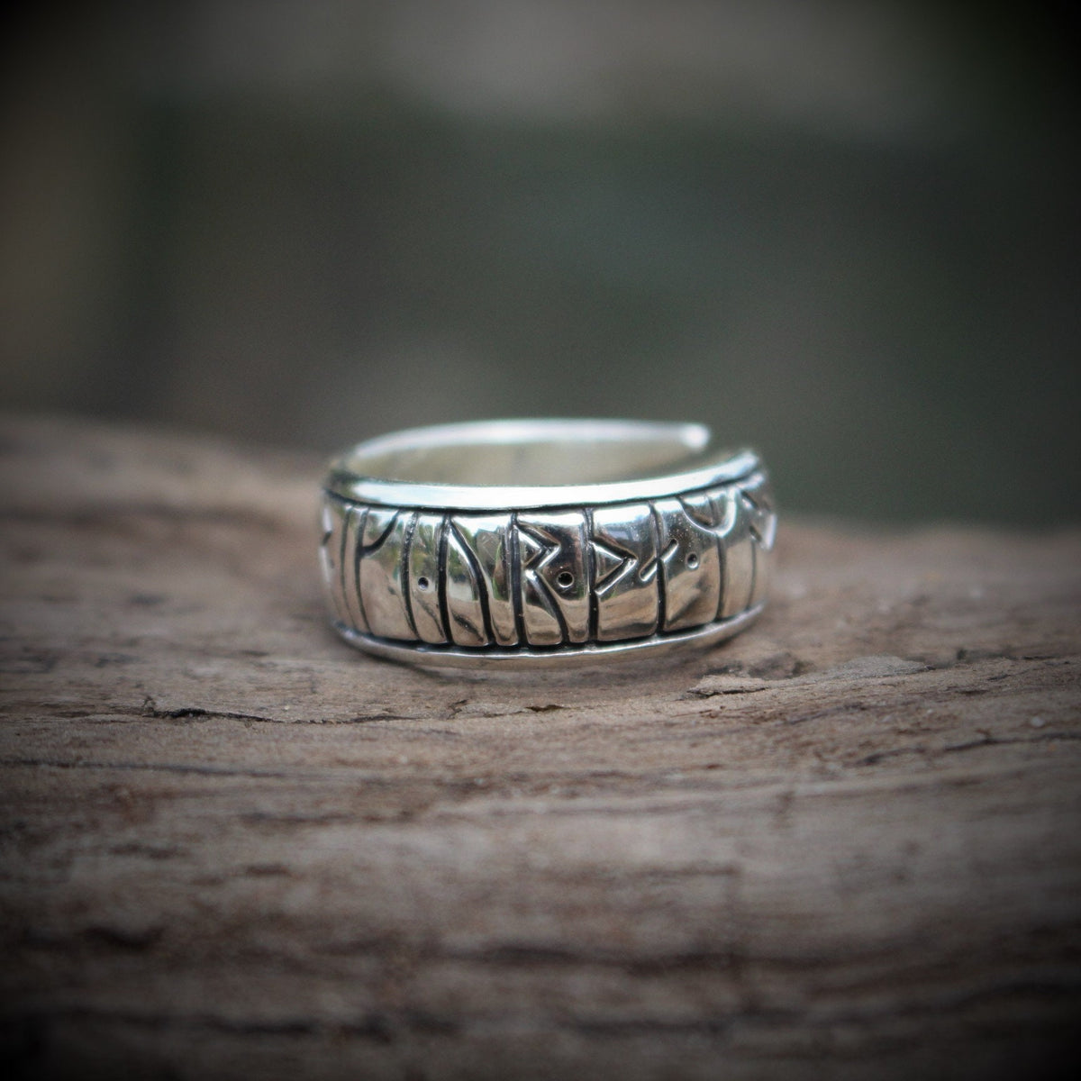 Viking Raven Ring with Runes