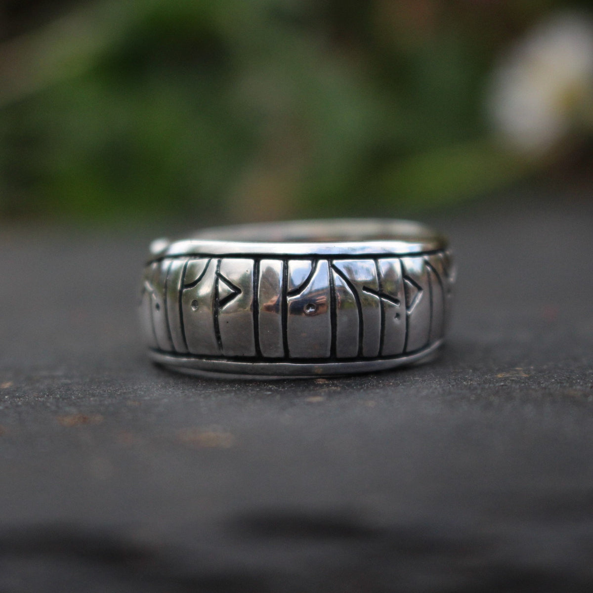 Viking Raven Ring with Runes