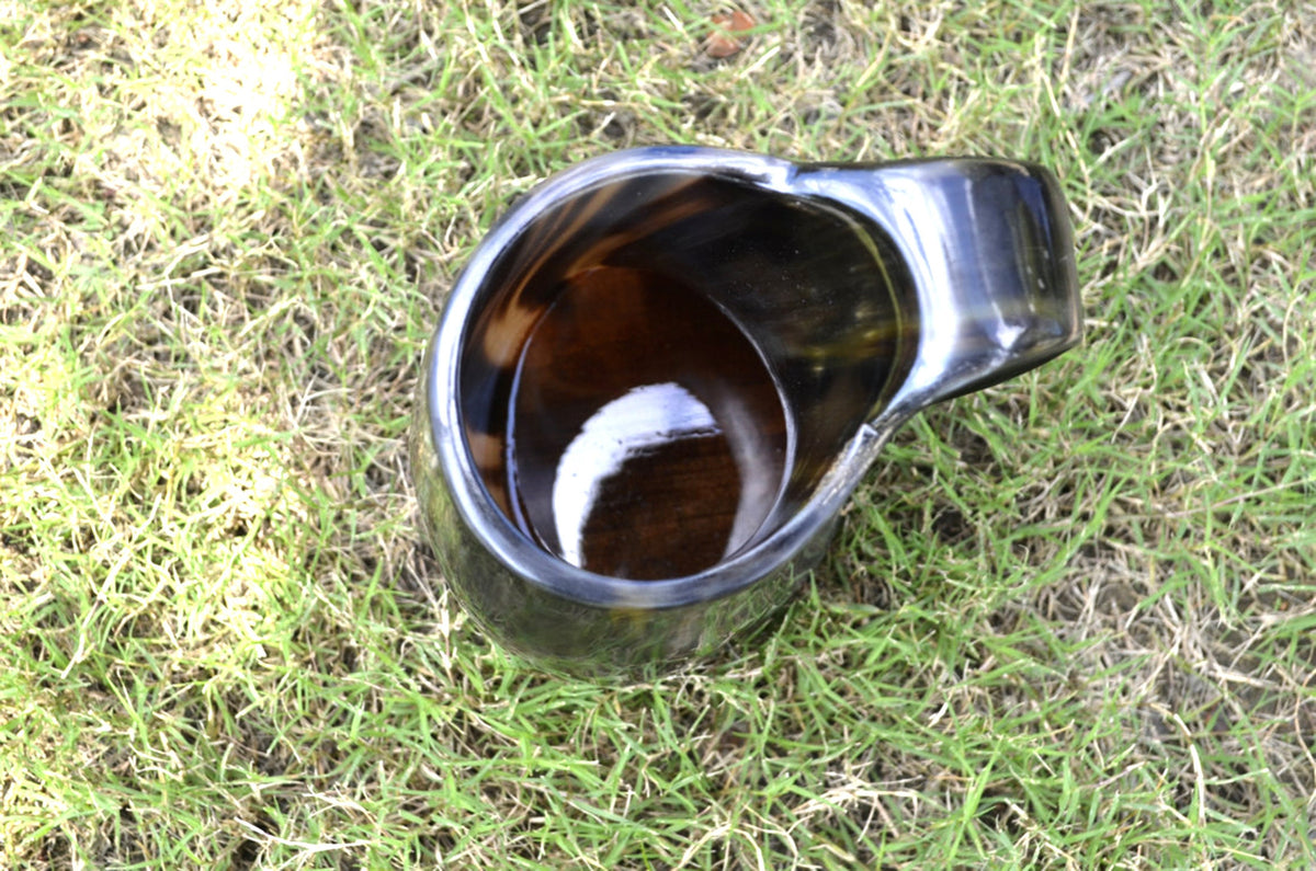 Viking Home Decor - Pack of 8 Handmade Viking Large Horn Mugs, Medieval Tankards, Ale Mead Beer