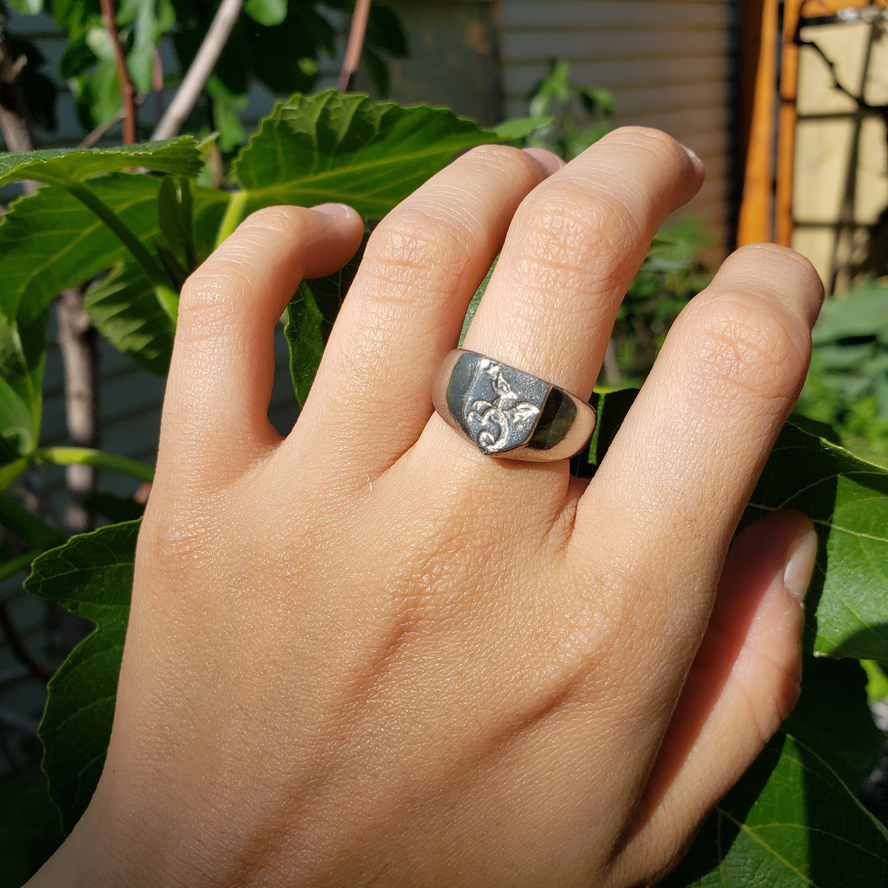 Viking Ring - 14k gold dwarven ring, brutalist signet ruby gemstone ring, fantasy viking nordic