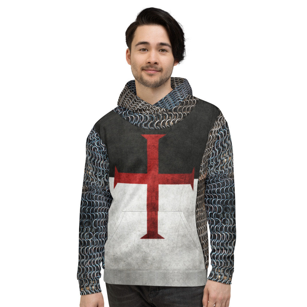 Viking Hoodie - Viking Armor Hoodie, Medieval Warrior All Over Print Pullover, Norse Axe Chainmail