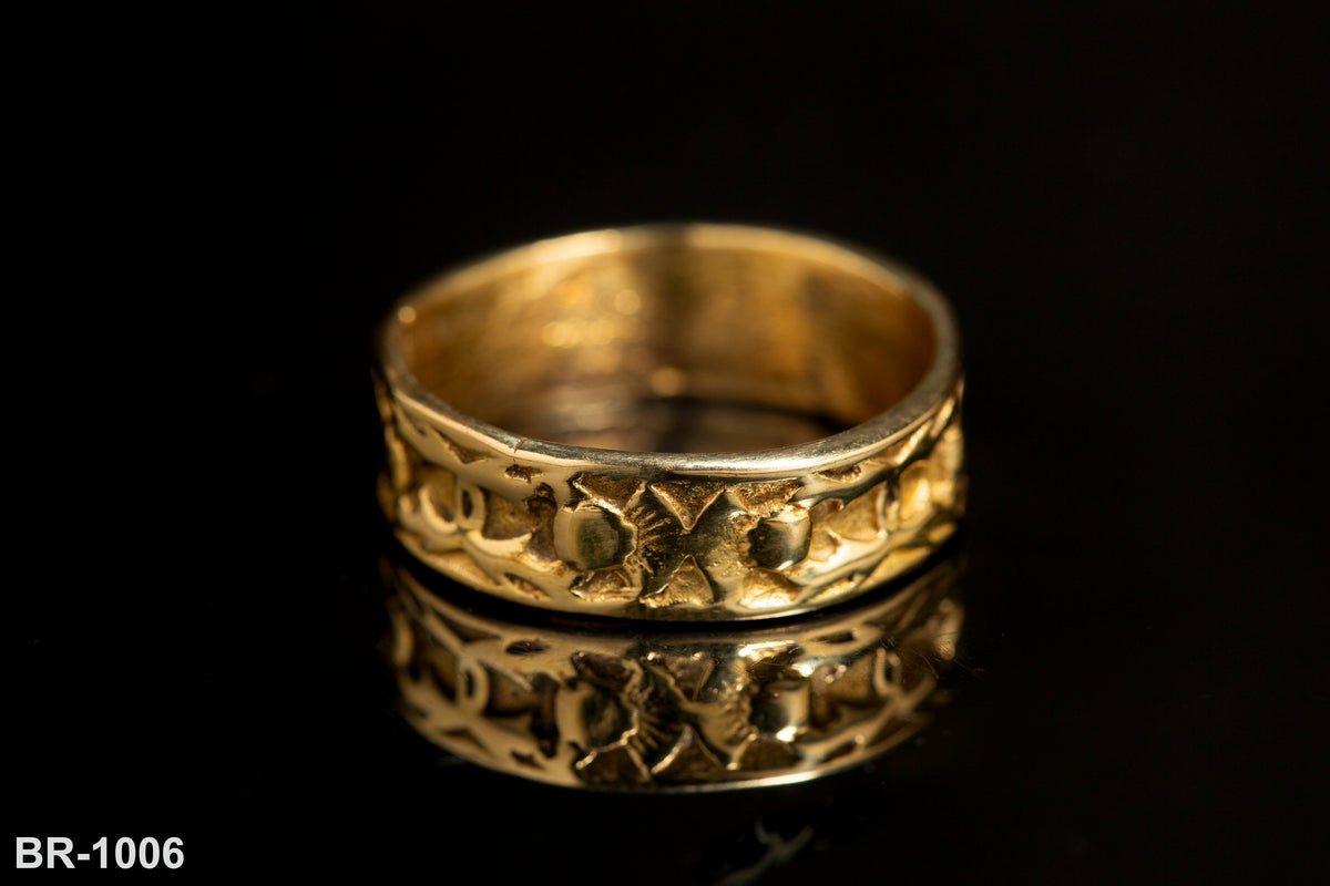 Viking Ring - Handcrafted Norse Gold Ring with Ornament, Ancient Norse Jewelry Reconstruction