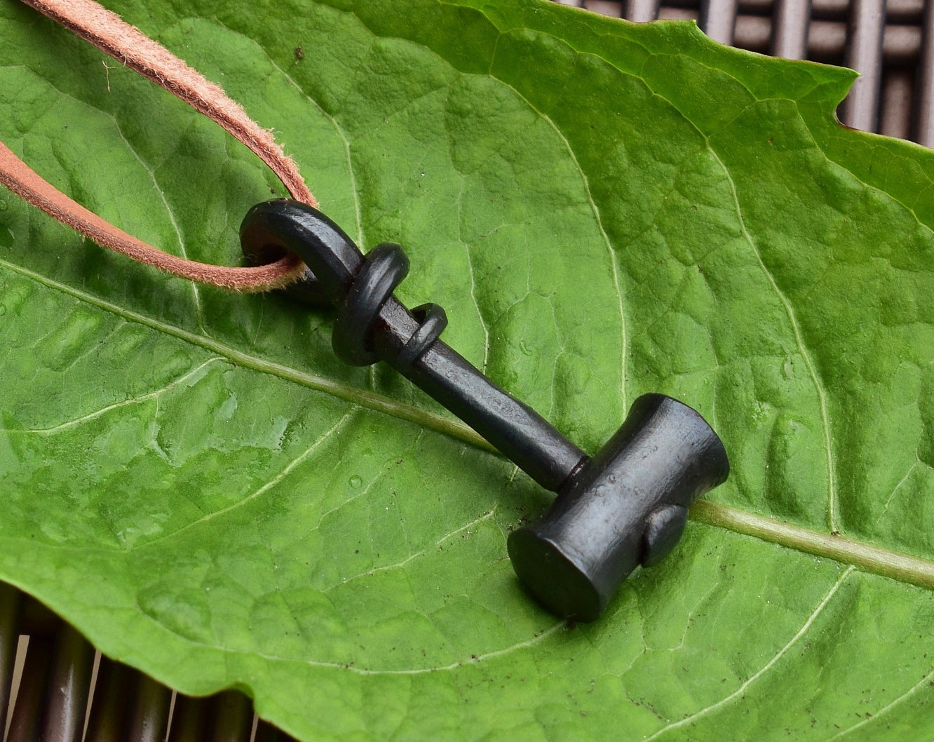 Viking Thor's Hammer Necklace - Forged Black Iron Small Thor's Hammer Pendant, Available with