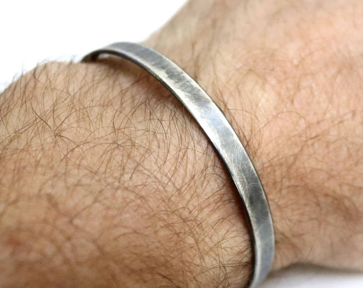 Viking Bracelet - Mens Leather Cuff Bracelet, Celtic Engraved Sterling Silver Braided Viking Norse