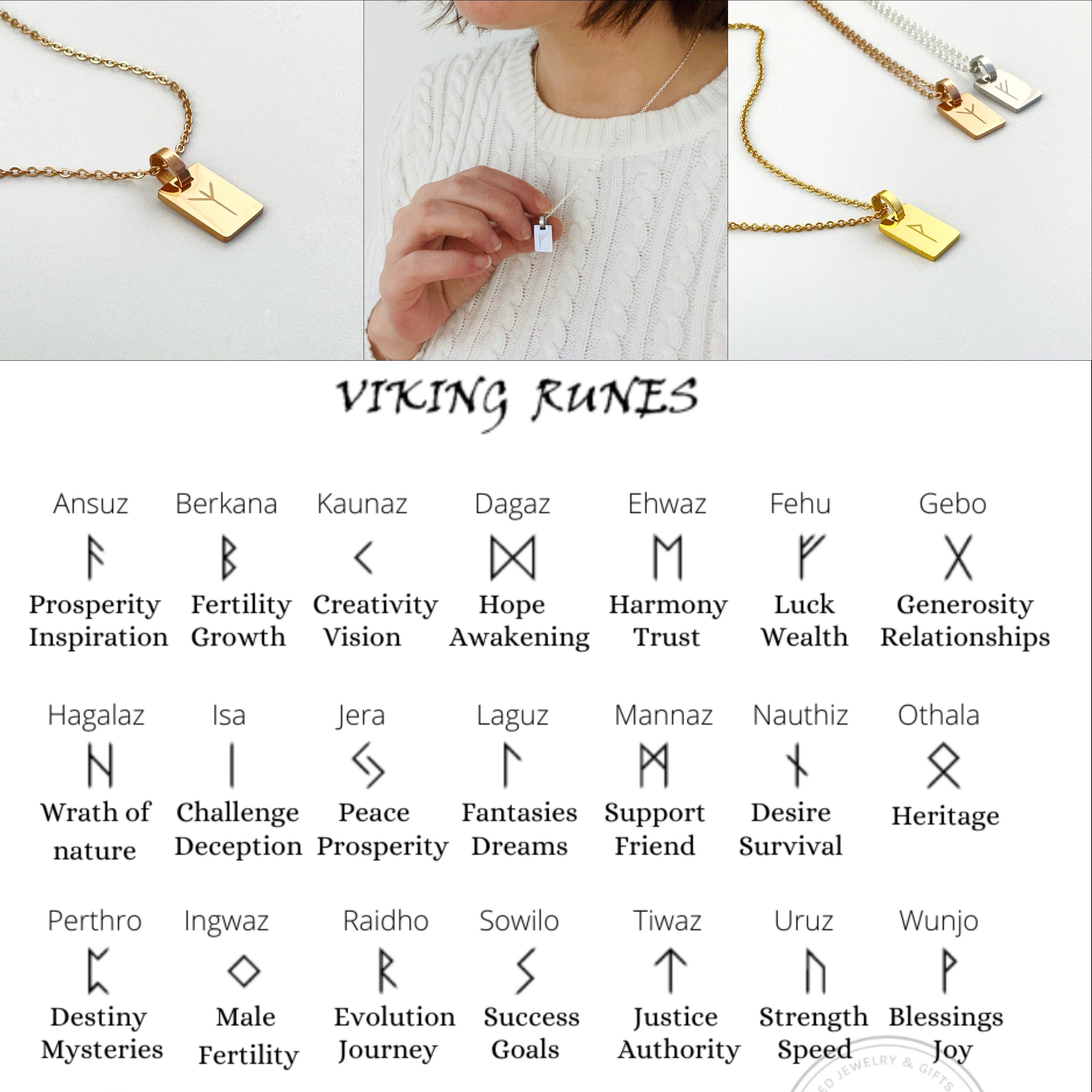 Viking Rune Necklace - Viking Runes Necklace Personalized Necklace Nordic Viking Jewelry Runes
