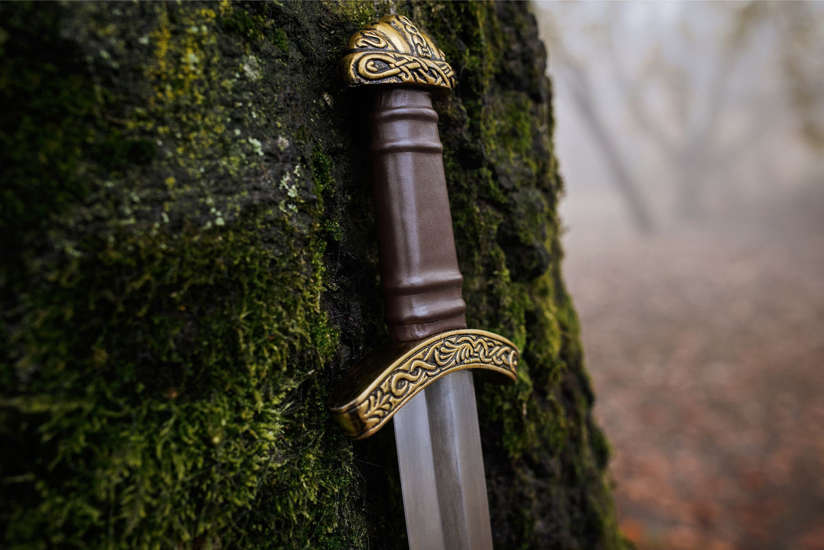 Viking Costume & LARP - 36” Damascus Northmen Sword with Scabbard, Handmade Collectible Medieval