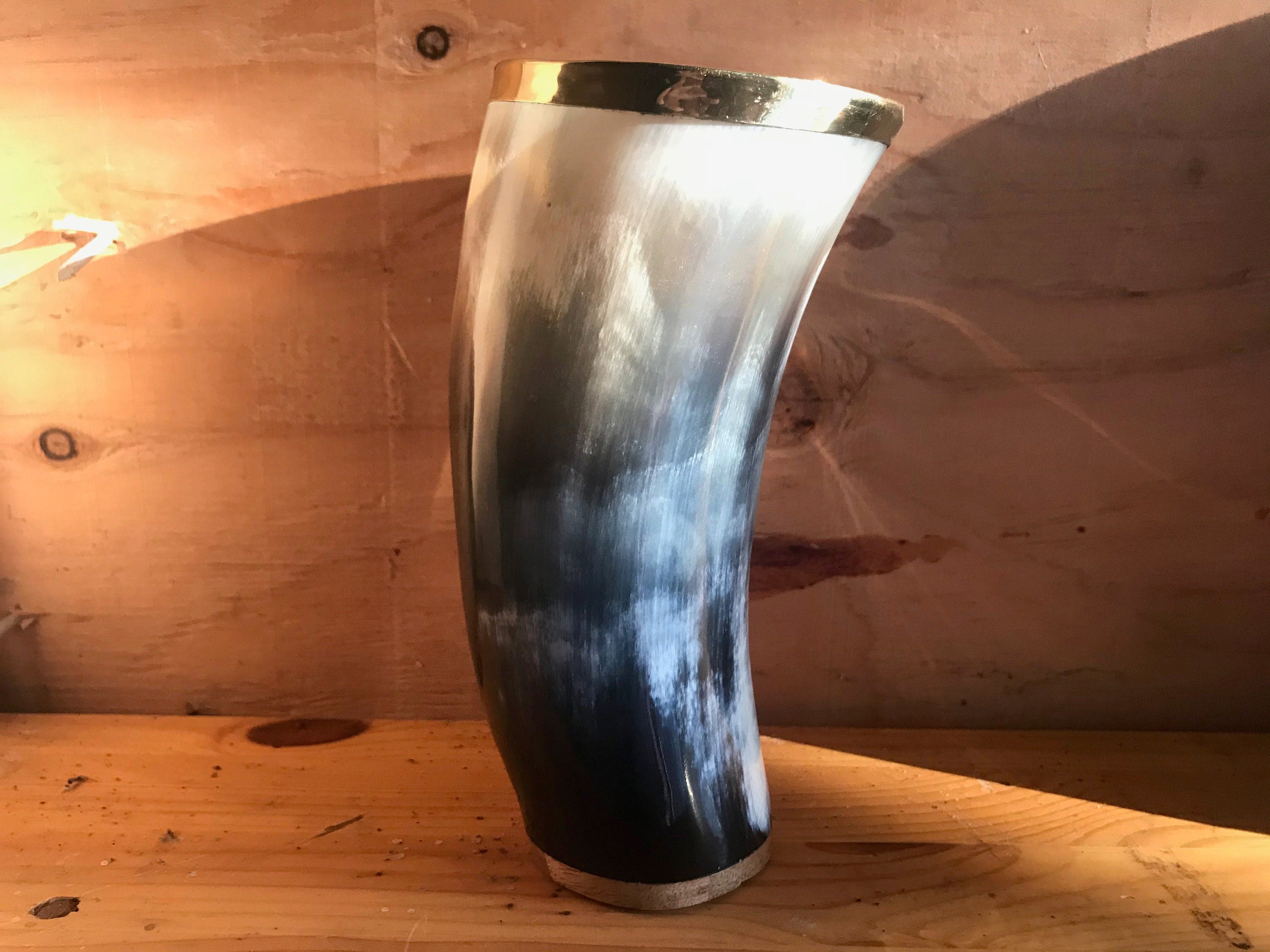 Viking Mug - Handcrafted Viking Horn Mug with Handle: Norse Mead Cup 500-700ml